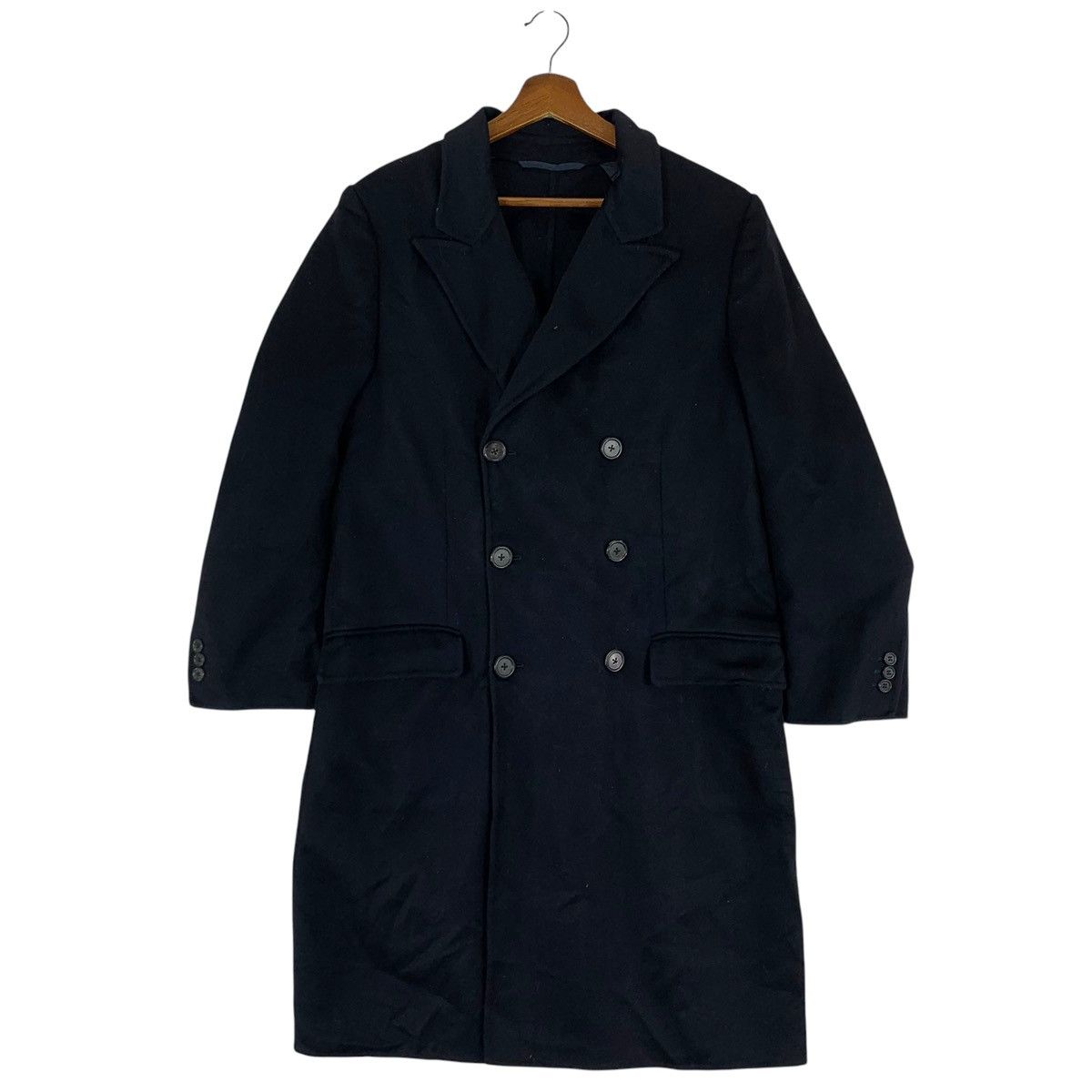 Alfred Dunhill × Vintage VINTAGE DUNHILL DOUBLE BREASTED OVERCOAT BLACK JACKET WOOL Size US M / EU 48-50 / 2 - 1 Thumbnail