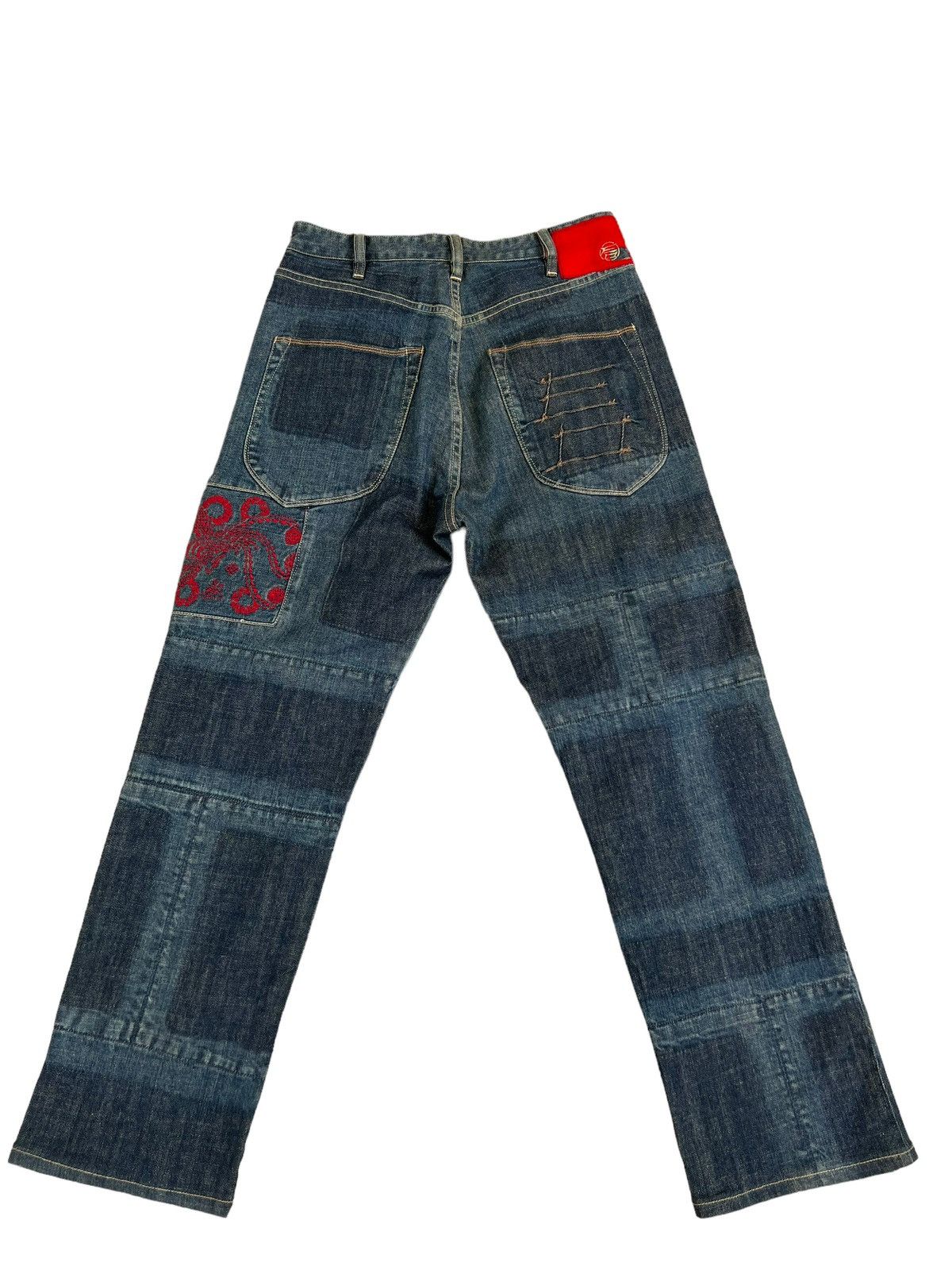 Vintage Japan Brand Etienne Ozeki Patchwork Embroidery Denim Jeans Size US 30 / EU 46 - 2 Thumbnail