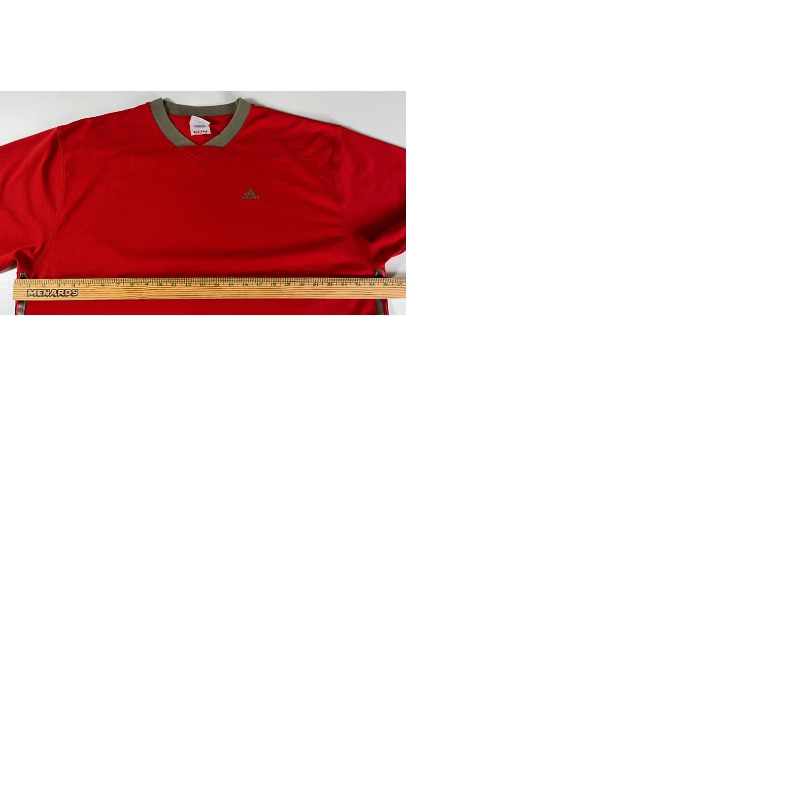 Adidas VINTAGE Adidas Men's 3 Stripes Tee V-Neck Short Sleeve XL Red 90s Logo Shirt Mens Size US XL / EU 56 / 4 - 9 Thumbnail