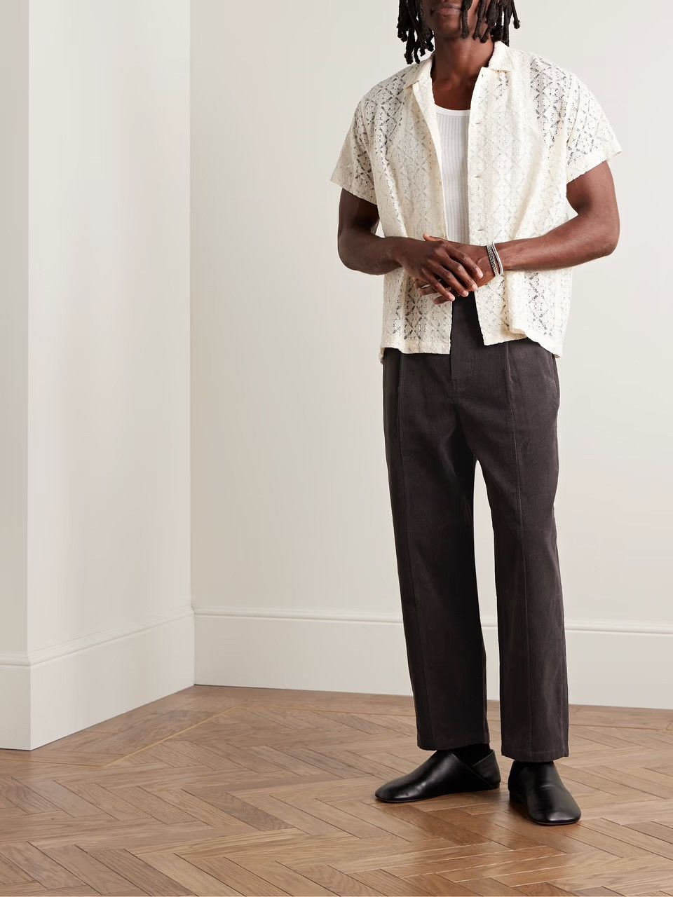 Le 17 Septembre Pleated Corduroy Trousers sz 32 $285 MSRP