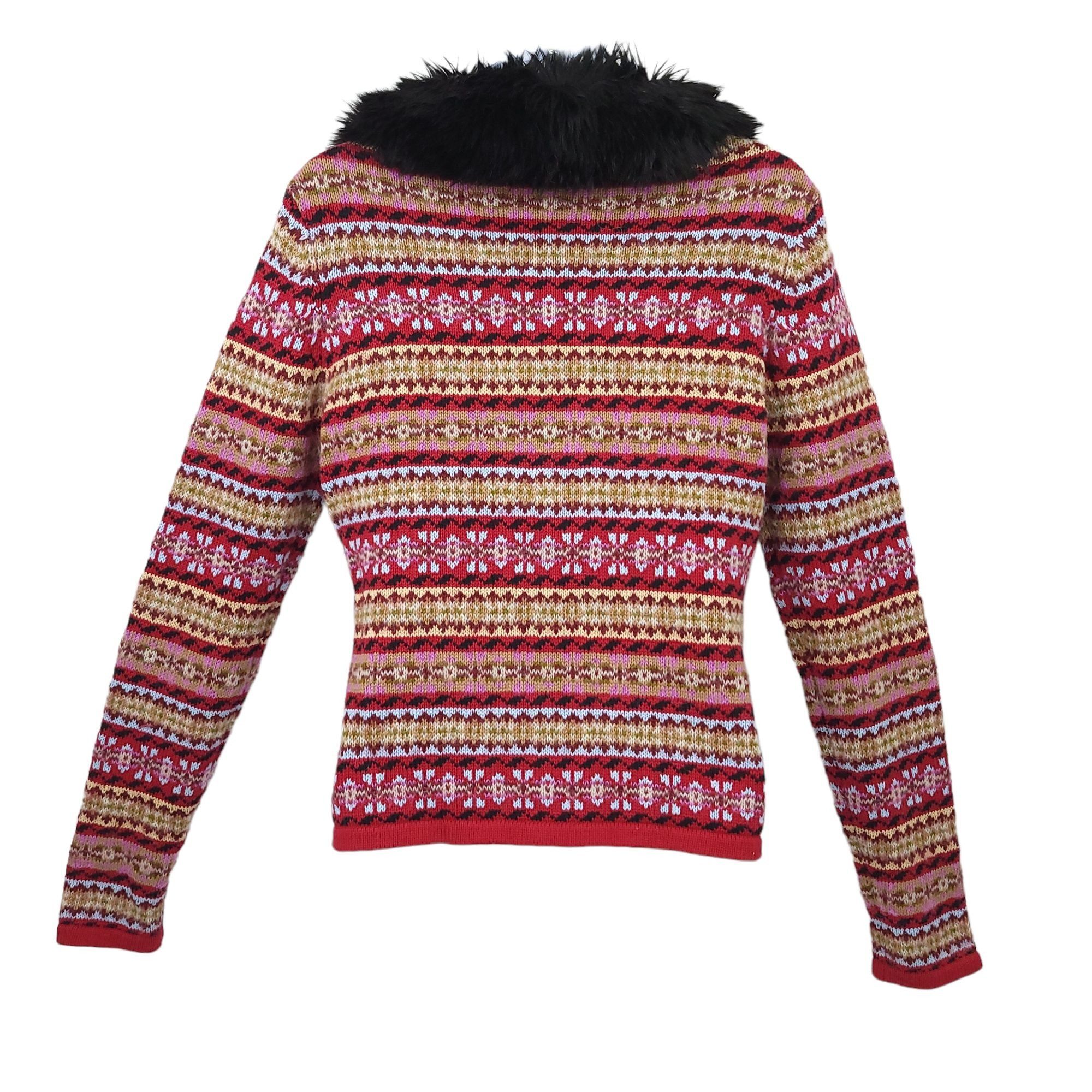 Other Harolds Fair Isle Cardigan Sweater S Vintage 90s Faux Fur Size S / US 4 / IT 40 - 3 Thumbnail