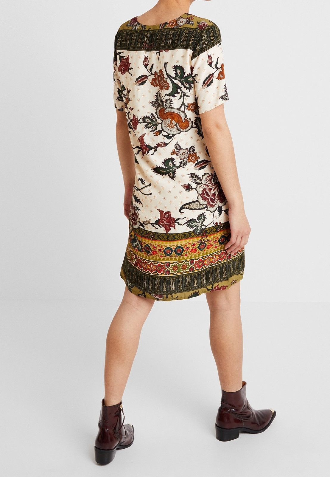 Desigual Desigual Womens Floral Boho Short Sleeve Mini Dress V Neck Size M / US 6-8 / IT 42-44 - 3 Thumbnail