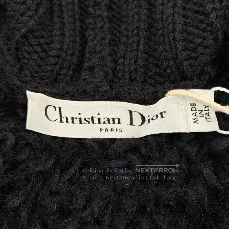Christian Dior Monsieur Dior Black woollen turtleneck hollow knitted cloak shawl s Size XXS / US 00 / IT 34 - 5 Thumbnail