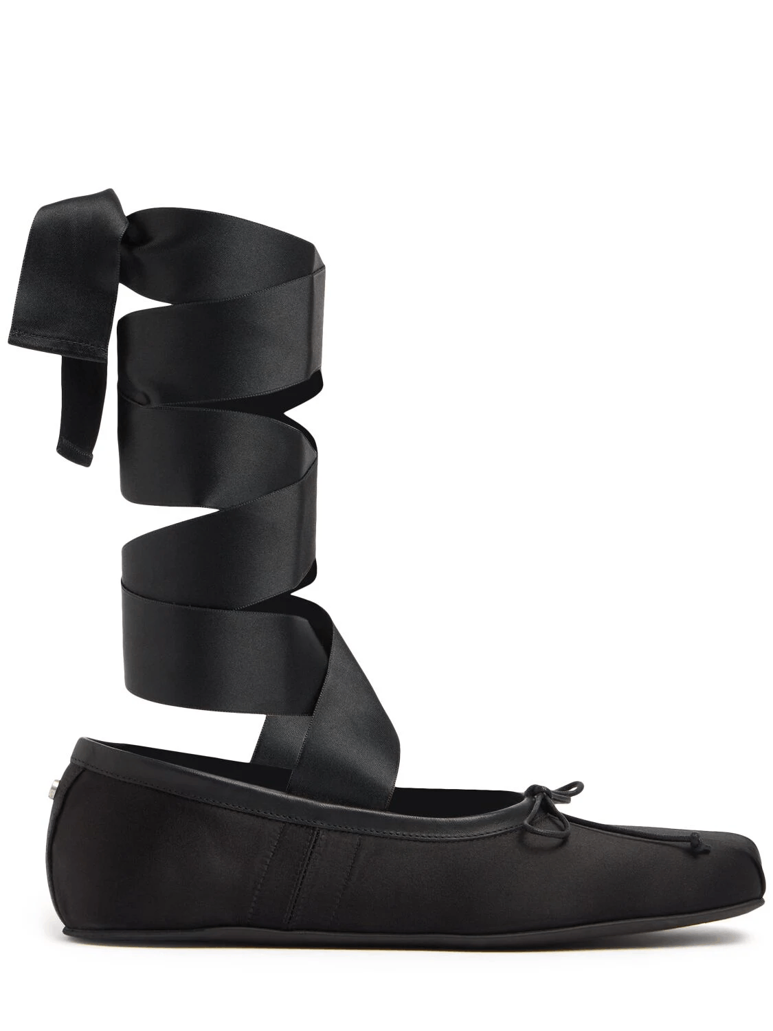 Ann Demeulemeester Paloma Black Satin Ballerina Flats New