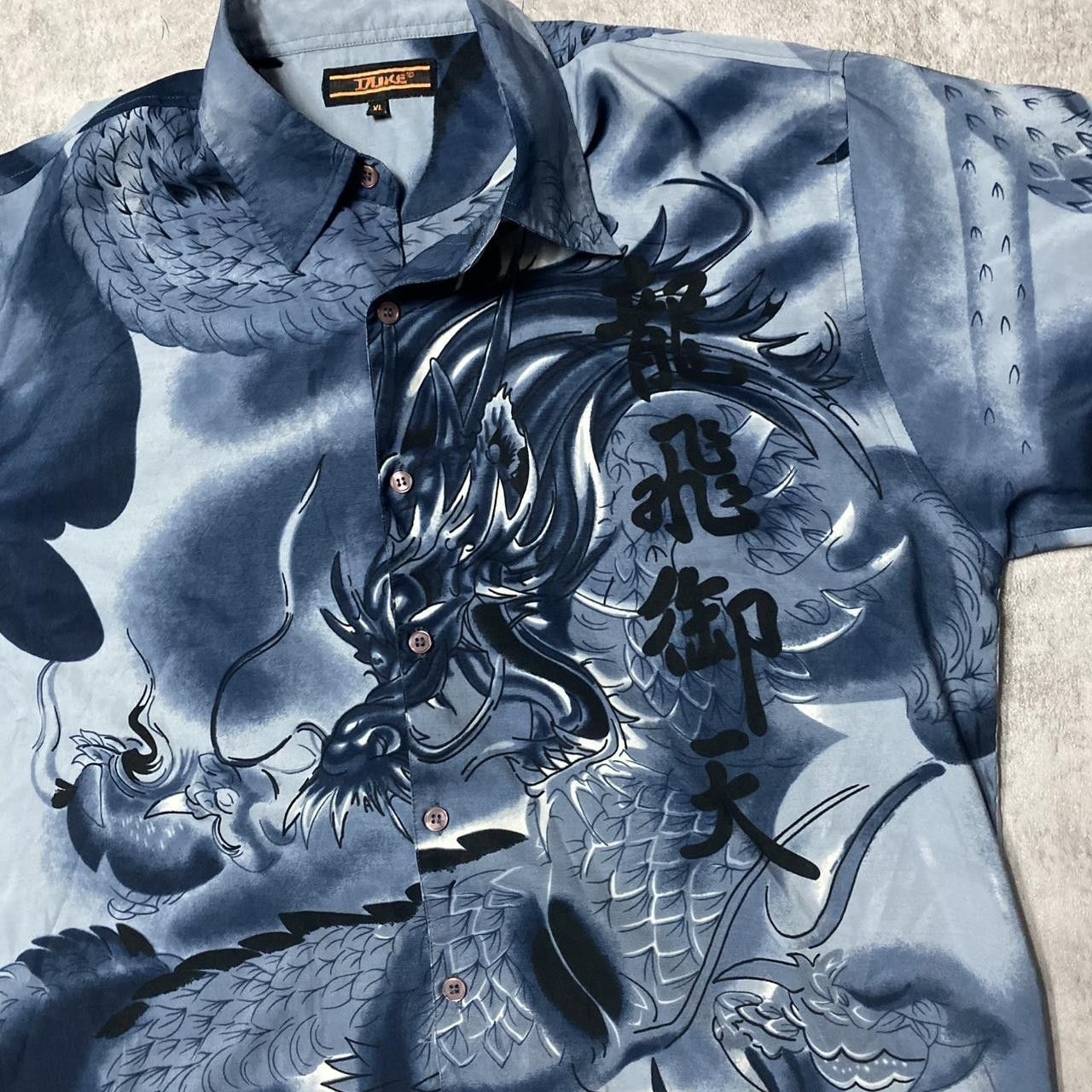 Other Blue and black silk button-up shirt with dragon Size US XL / EU 56 / 4 - 2 Thumbnail