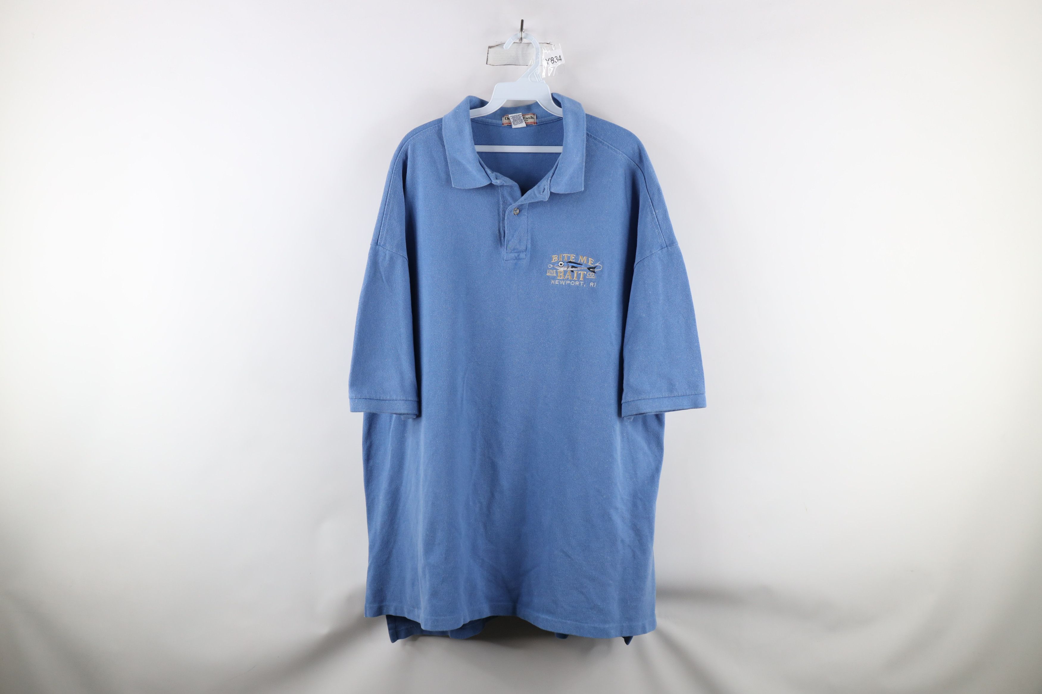 Vintage Vintage 90s Out Bite Me Live Bait Co Fishing Polo Shirt Size US XXL / EU 58 / 5 - 1 Thumbnail