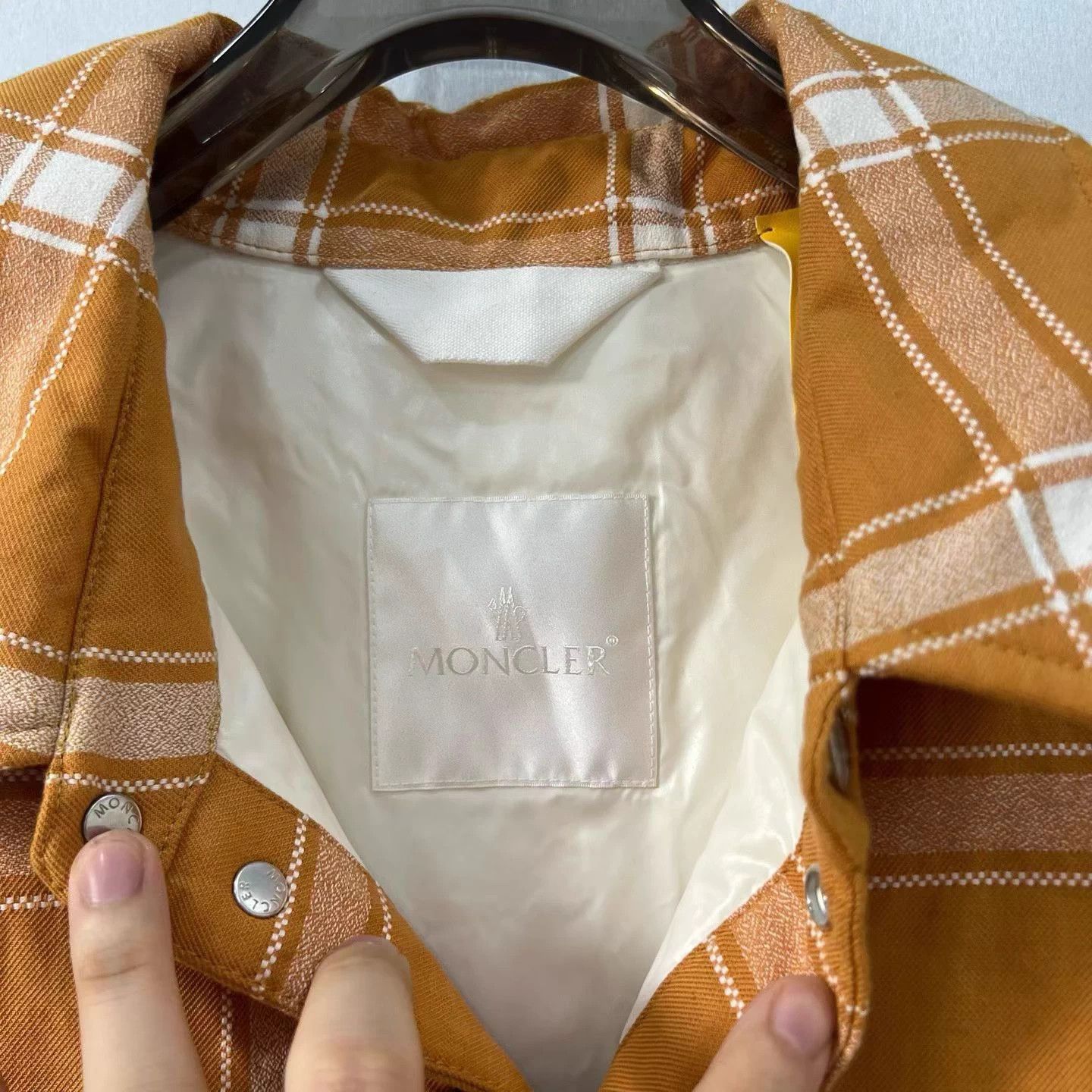 Moncler Moncler Plaid Shirt-Style Collared Cotton Jacket, Yellow Size US M / EU 48-50 / 2 - 3 Thumbnail