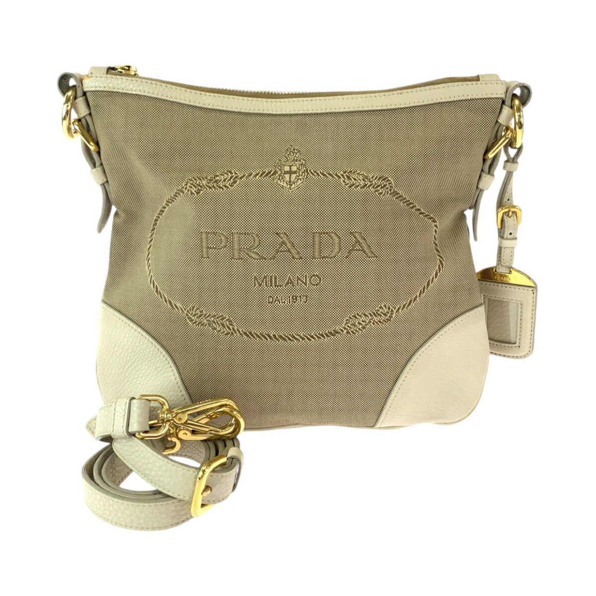 Prada Prada Canvas Logo Jacquard Shoulder Bag Canvas Crossbody Bag