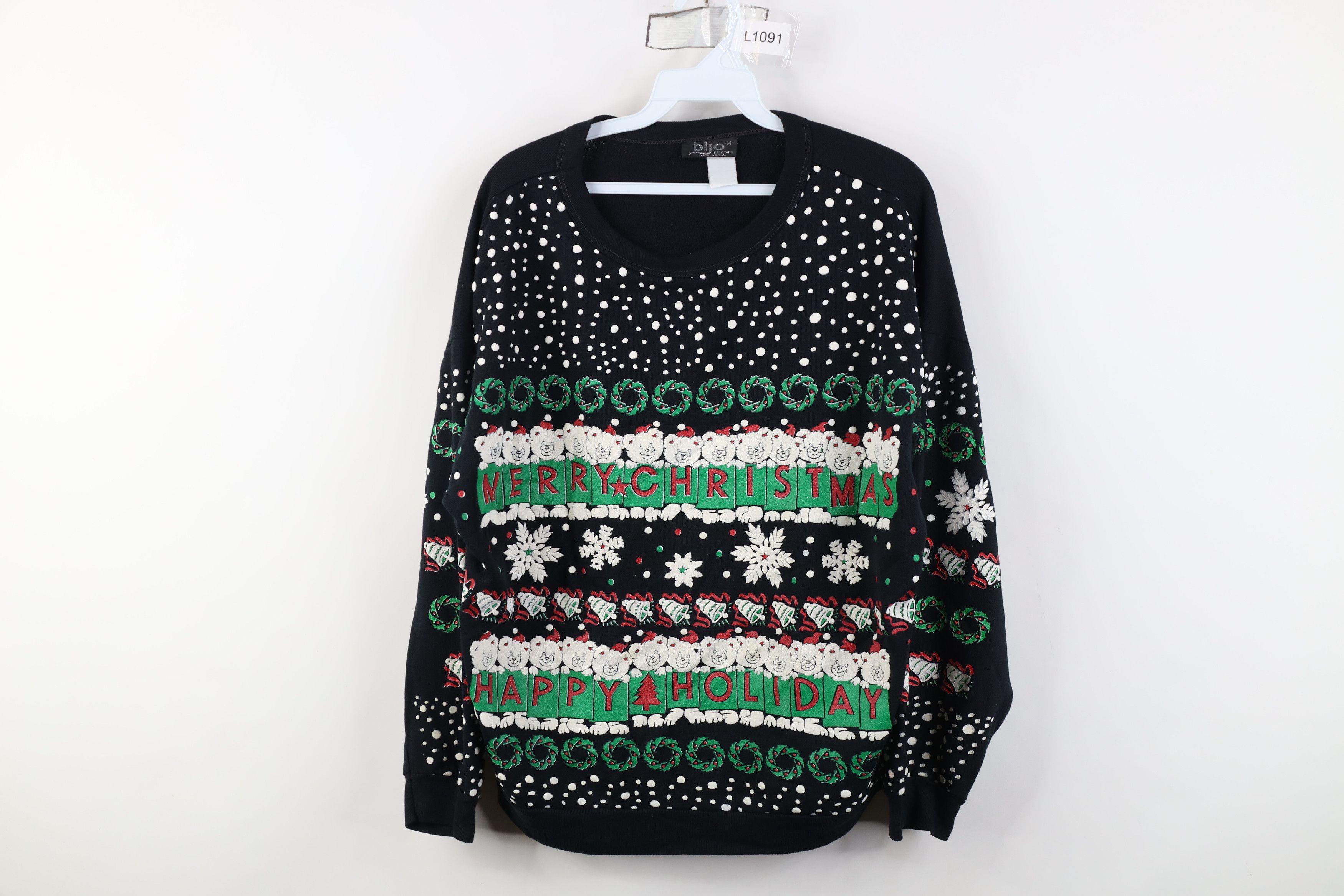 Vintage Vintage 90s All Over Print Merry Christmas Sweatshirt USA Size M / US 6-8 / IT 42-44 - 1 Thumbnail