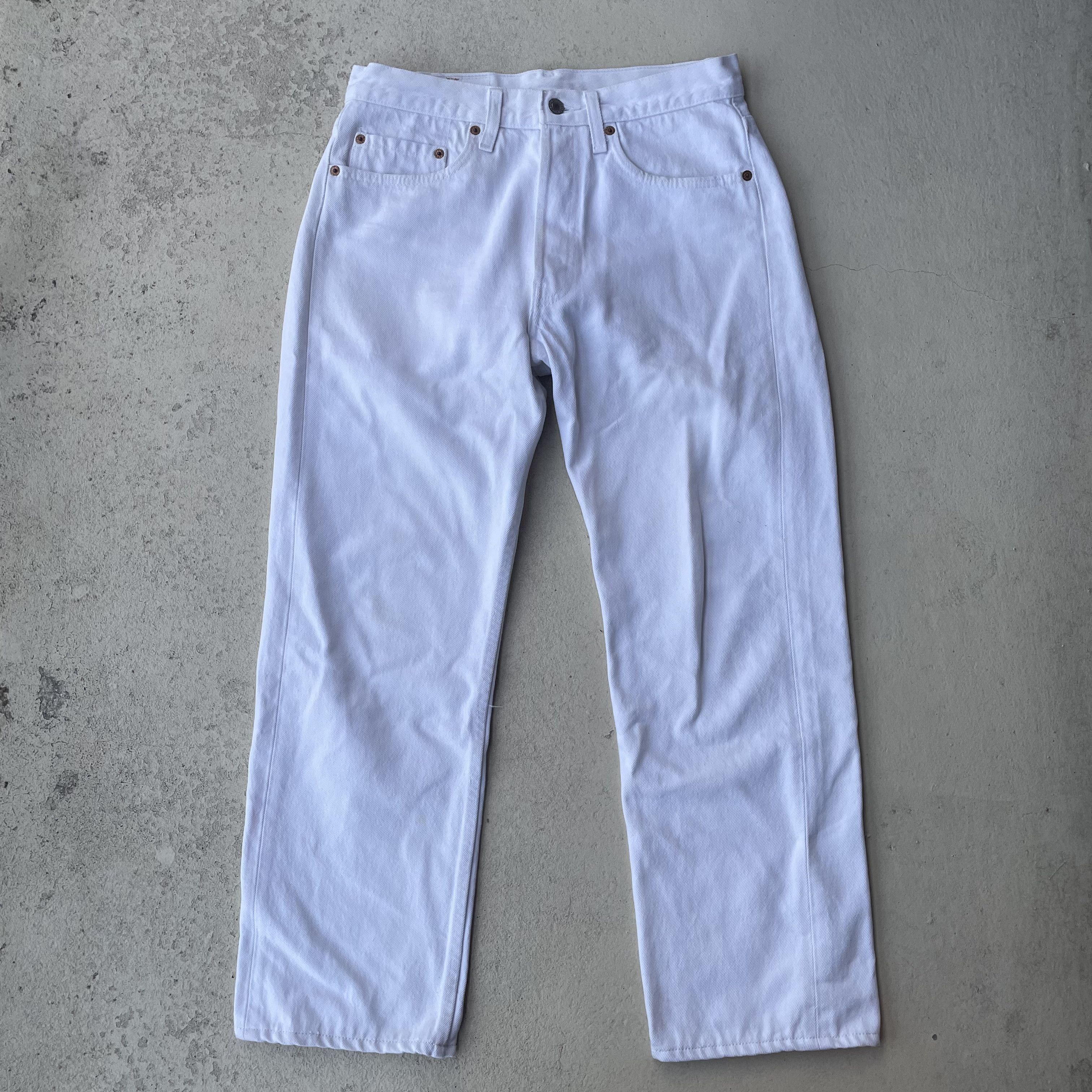Levi's 1991 Levi's 501 Jeans Straight Leg Button Fly White Denim Size US 31 - 1 Thumbnail