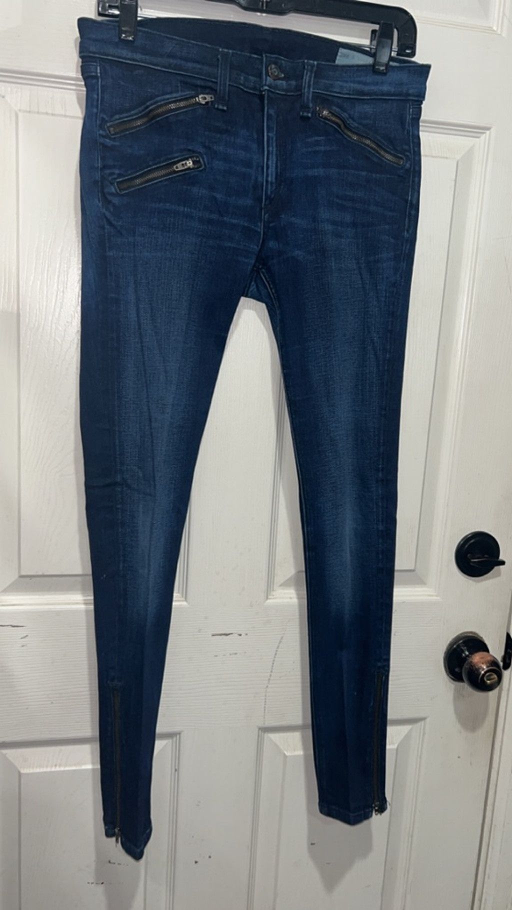 Rag & Bone Women's Rag & Bone Blue Skinny Jeans with Zippers Size 30 Size 30" / US 8 / IT 44 - 1 Thumbnail