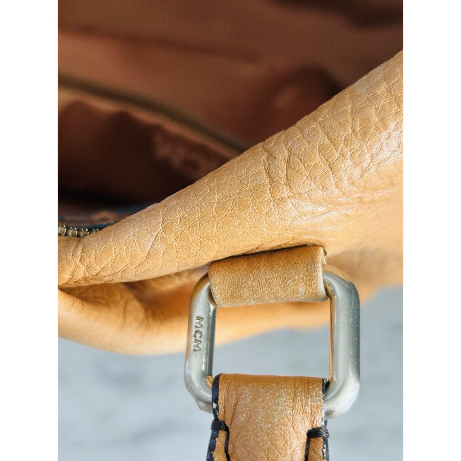 MCM MCM Visetos Leather Cross Shoulder Bag Camel Tan Handbag Size ONE SIZE - 8 Thumbnail