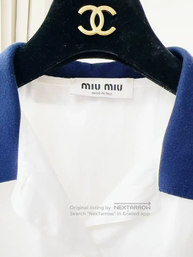 Miu Miu Miu Miu 36 Navy collar polo collar college wind drawstring Size S / US 4 / IT 40 - 4 Thumbnail