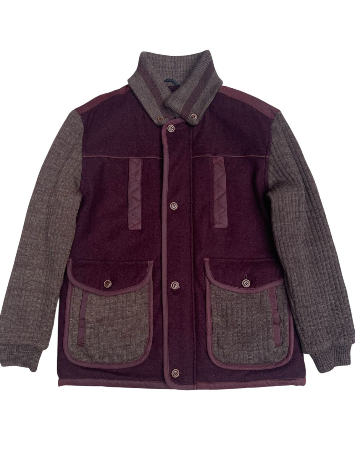 Japanese Brand Monterey Carmel Heritage Jacket Wool Knit & Quilted Panel Size US L / EU 52-54 / 3 - 1 Thumbnail