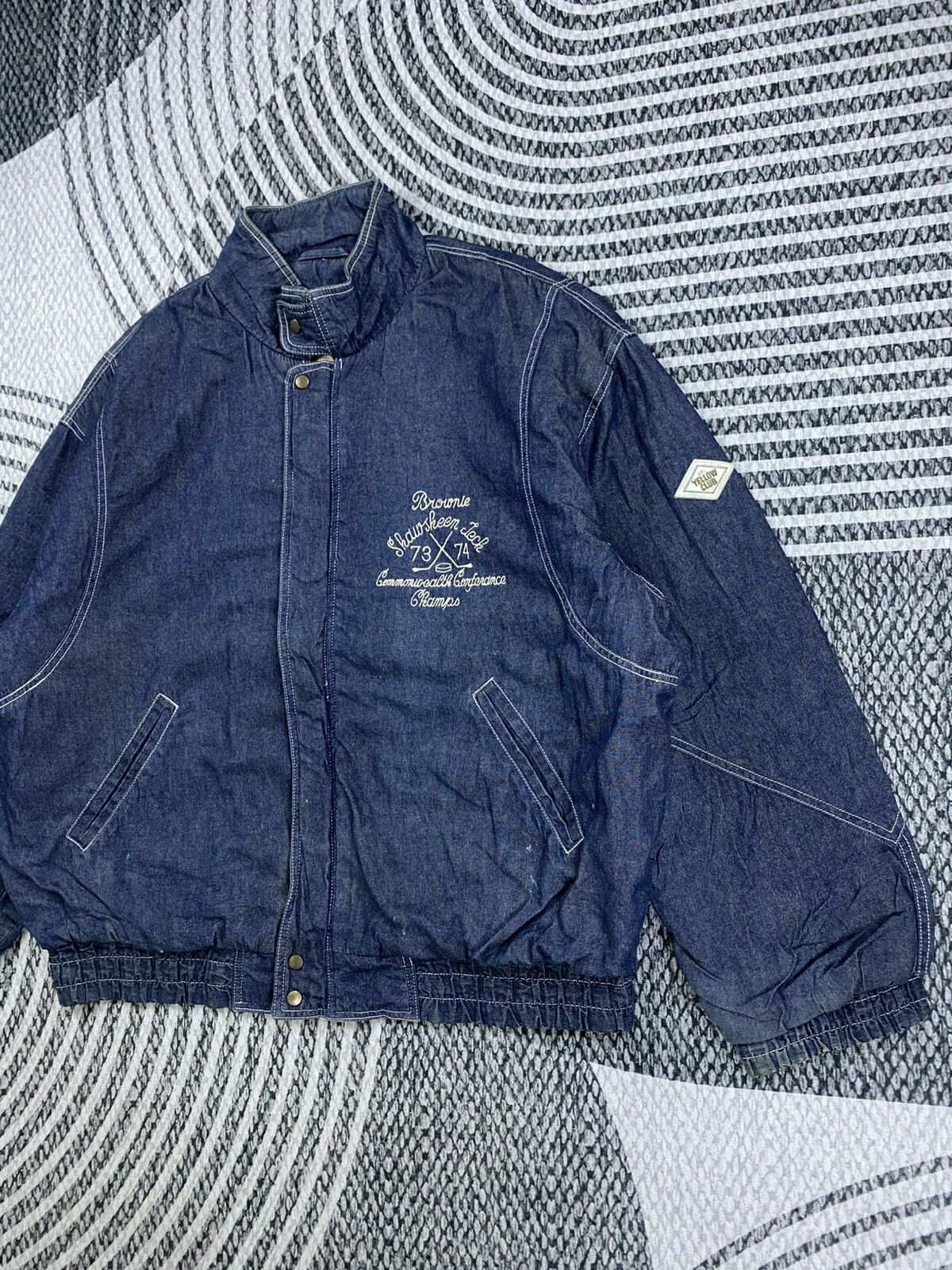 Japanese Brand Vintage Yellow Club Denim Blue Bomber Jacket Size US XXL / EU 58 / 5 - 4 Thumbnail