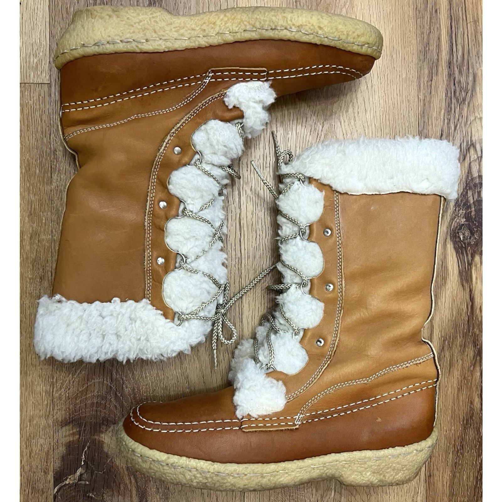 Vintage VINTAGE Cabela's Boots Leather Shearling Moccasin Snow Winter Brown Women's Size 9 Pair Lined Canada Size US 9 / IT 39 - 4 Thumbnail