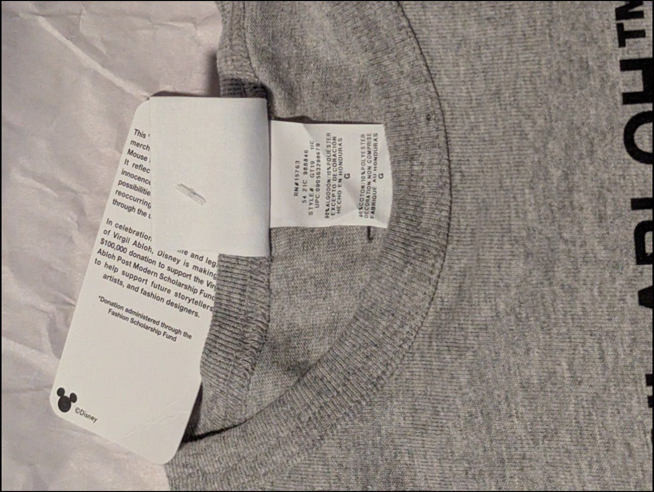 Champion × Disney × Virgil Abloh Virgil Abloh F.O.S. x Disney - "FOS Mickey BkM" Tee Size US L / EU 52-54 / 3 - 6 Thumbnail