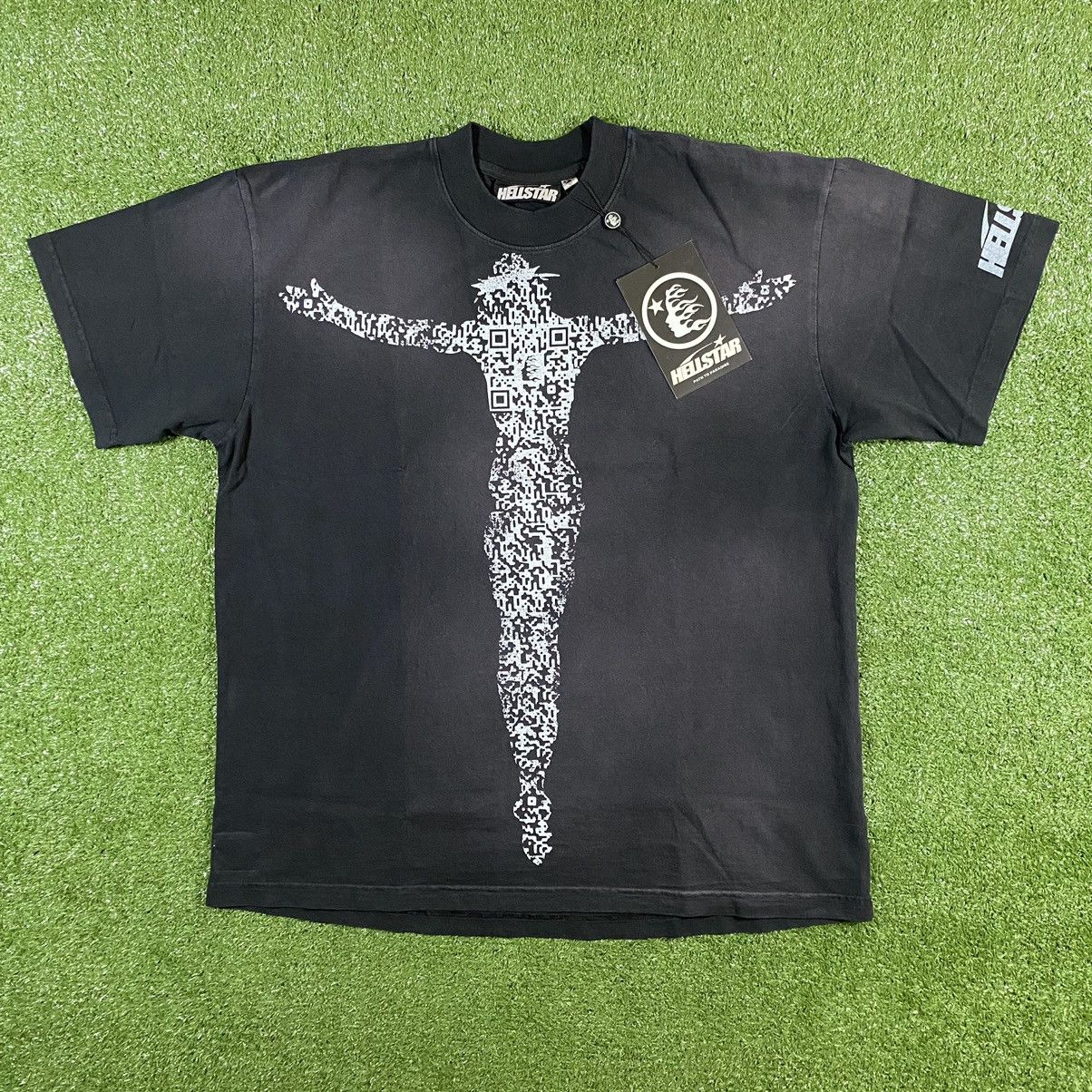image of Hellstar Qr Christ T-Shirt in Black, Men's (Size Large)