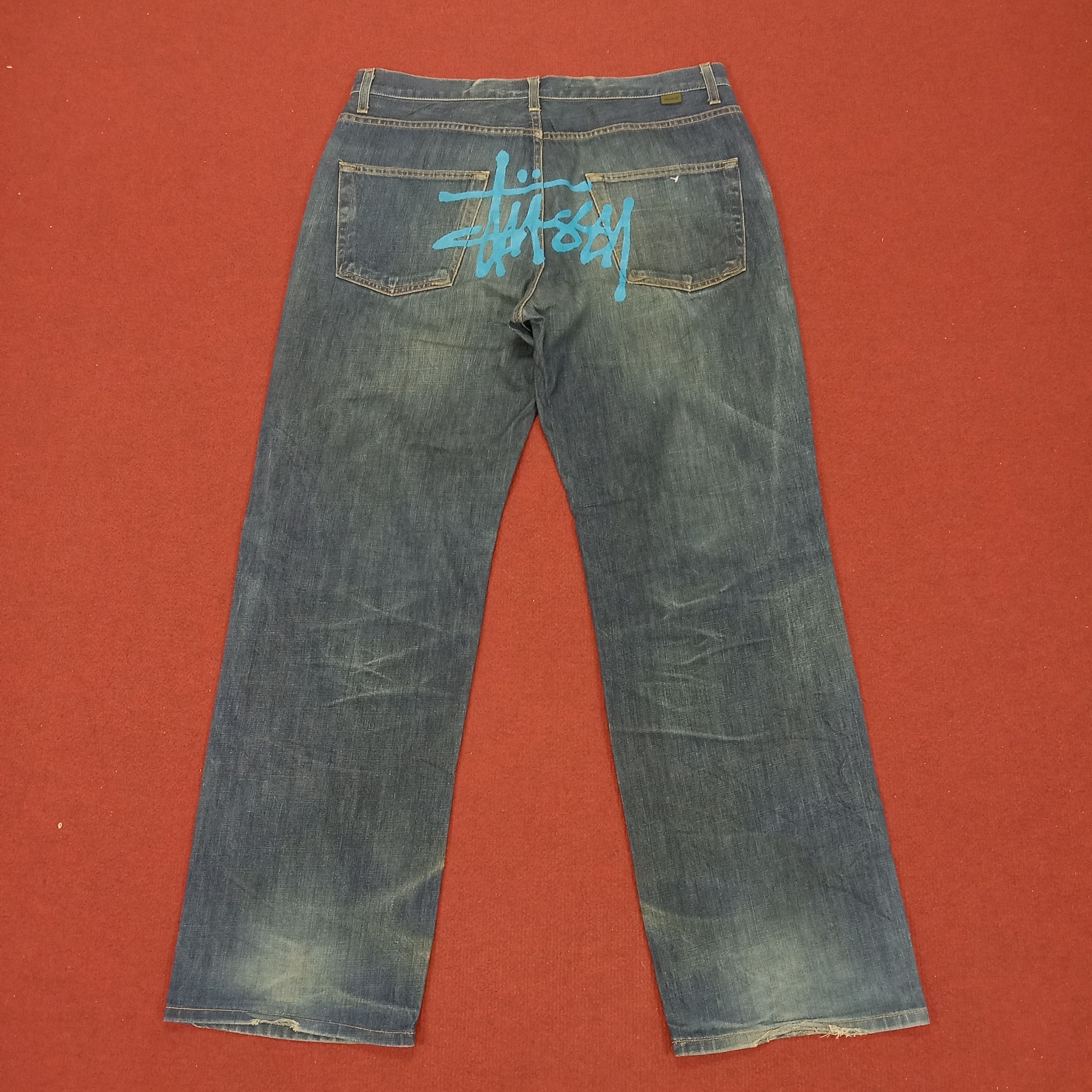 Stussy × Vintage Stussy Streetwear Custom Art Logo Style Jeans Size US 36 / EU 52 - 1 Thumbnail