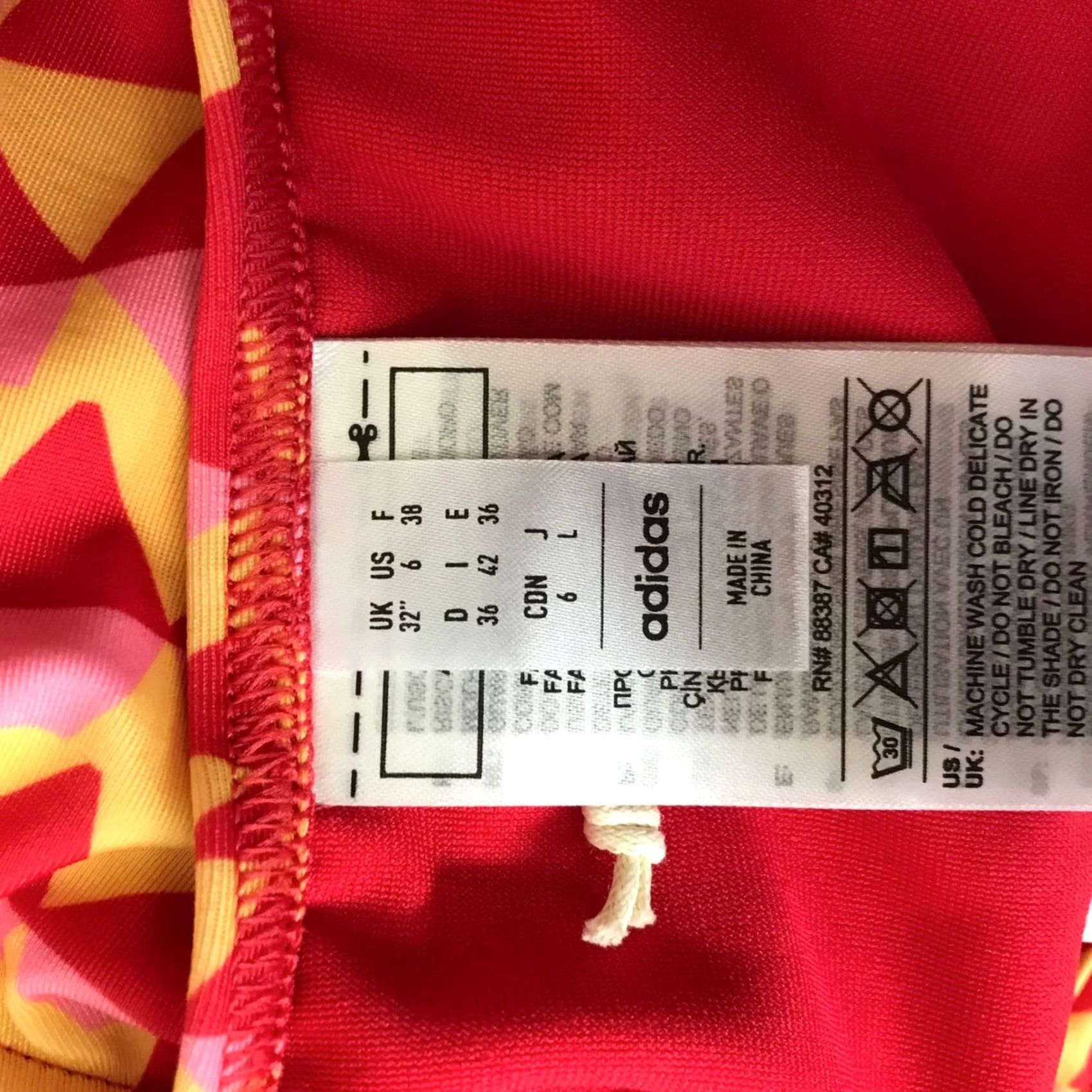 Adidas Adidas One Piece Womens Red Geometric FARM Rio 3-Stripes Size 6 Swimsuit (Multicolor) Womens Size ONE SIZE - 7 Thumbnail