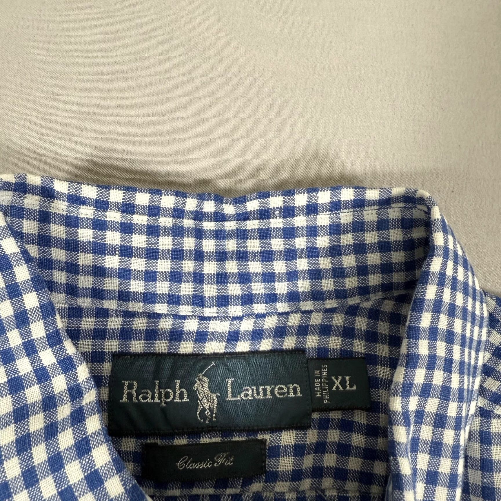 Polo Ralph Lauren Polo Ralph Lauren Shirt Mens XL Casual Short Sleeve Gingham Check Button-Up Blue White Size US XL / EU 56 / 4 - 5 Thumbnail