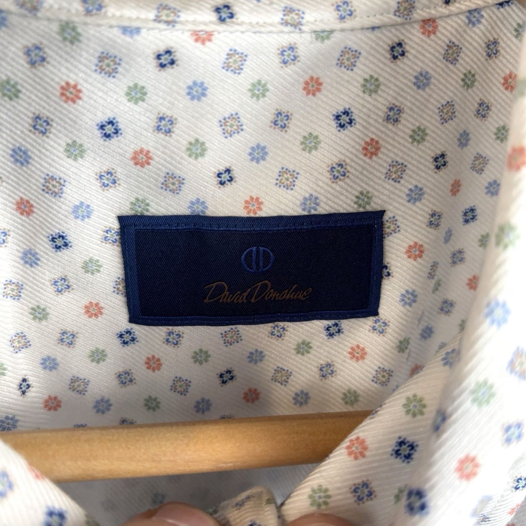 David Donahue David Donahue Shirt Mens XL White Geometric All Over Print Cotton Casual Button-Up Shirt Size US XL / EU 56 / 4 - 3 Thumbnail