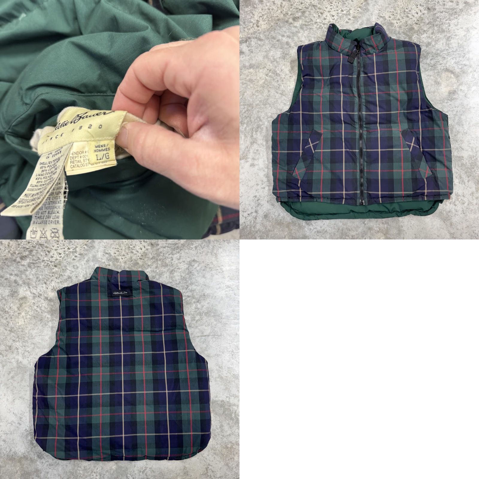Eddie Bauer VINTAGE Eddie Bauer Vest Mens L Green Plaid Reversible Down Puffer Outdoor Hiking Size US L / EU 52-54 / 3 - 8 Thumbnail