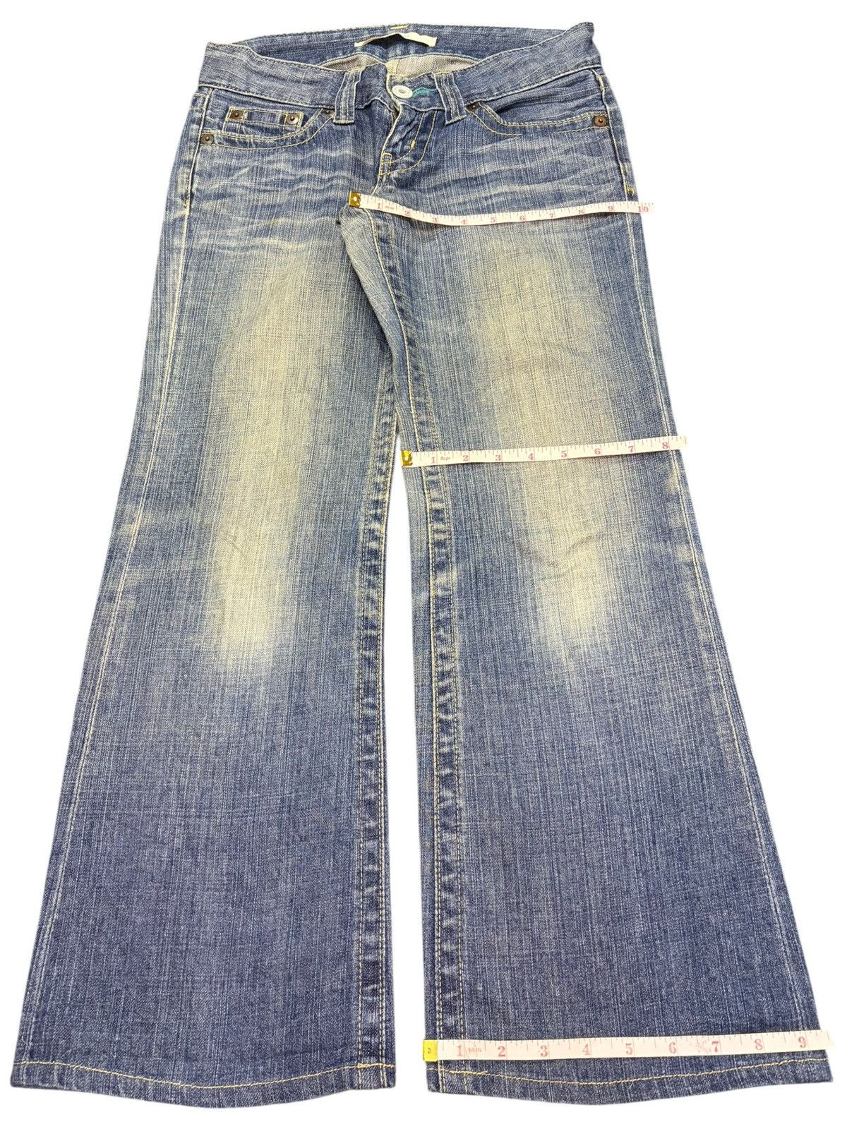 Uniqlo Vintage Uniqlo Mud Wash Distress Low Rise Flare Jeans Size 29" - 8 Thumbnail