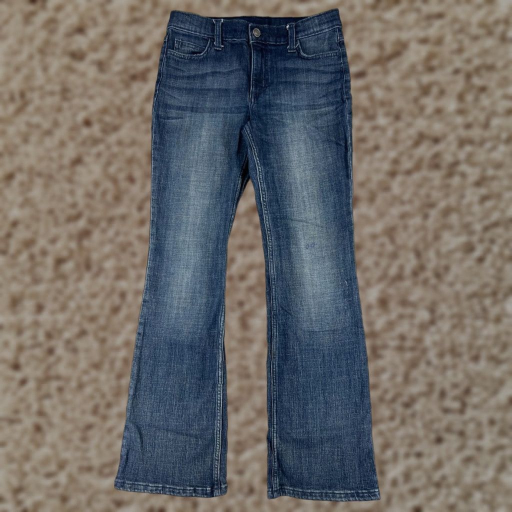 Wrangler VINTAGE Wrangler Jeans Juniors 14 Blue Denim Bootcut Mid Rise 25x28 Dark Wash Slimming Classic Womens Size 36" / US 14 / IT 50 - 1 Thumbnail