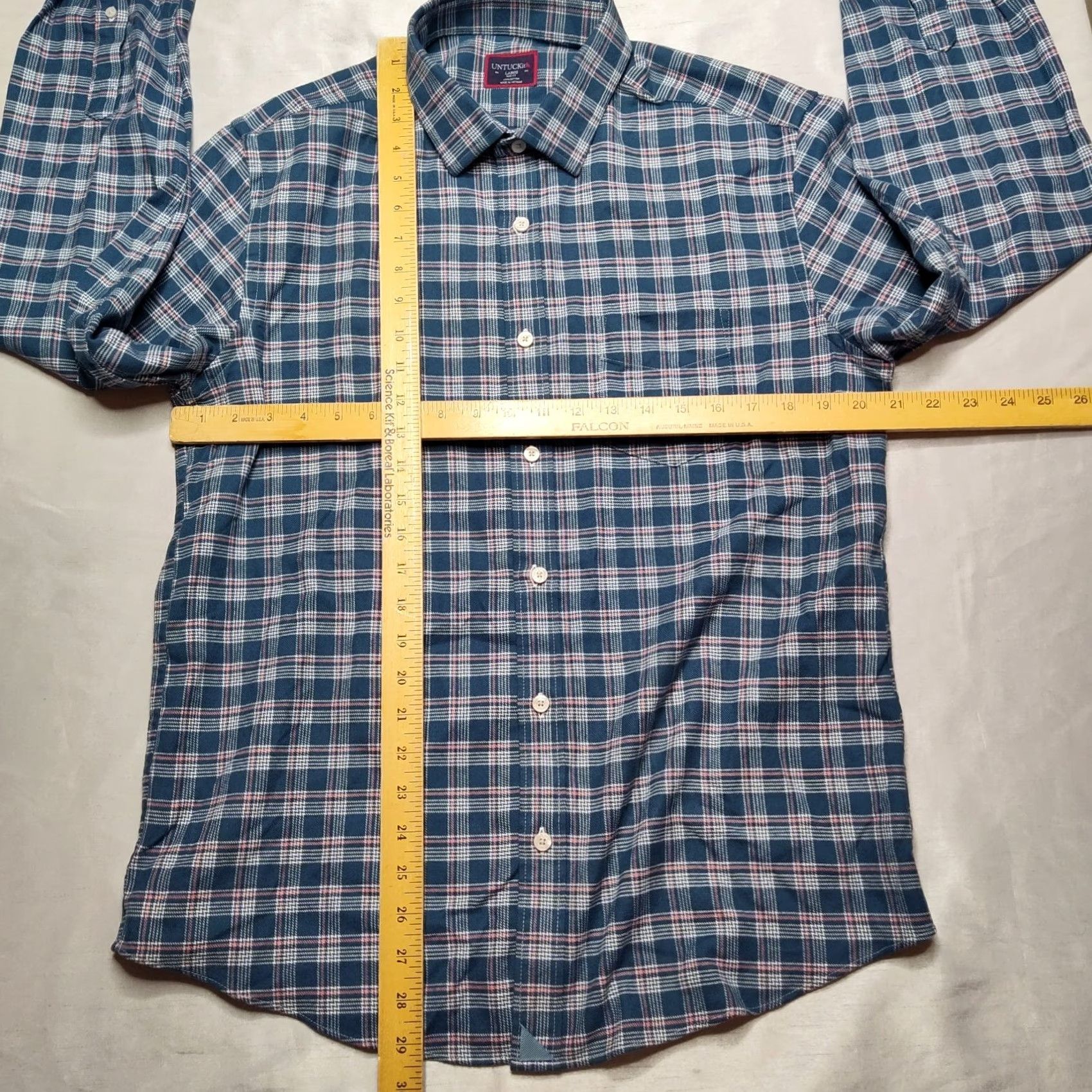 UNTUCKit UNTUCKit Balthazar Men L Blue Plaid Slim Fit Cotton Flannel Shirt Size US L / EU 52-54 / 3 - 7 Thumbnail
