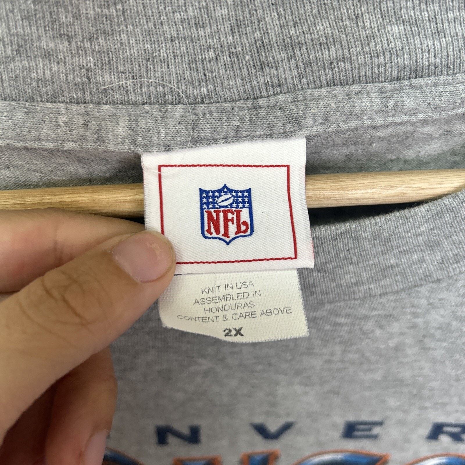 NFL Denver Broncos NFL Tag Grey Football T-Shirt Size 2XL Size US XXL / EU 58 / 5 - 3 Thumbnail