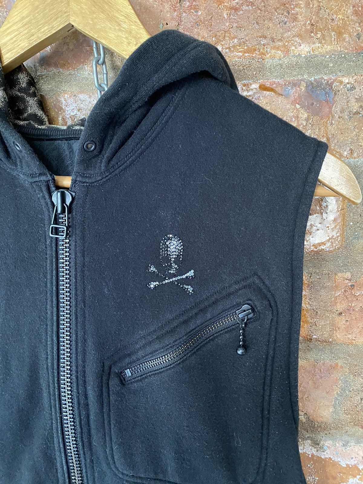 Roen 2000s Roen Swarovski skull slank pocket sleeveles hoodie Size US M / EU 48-50 / 2 - 6 Thumbnail