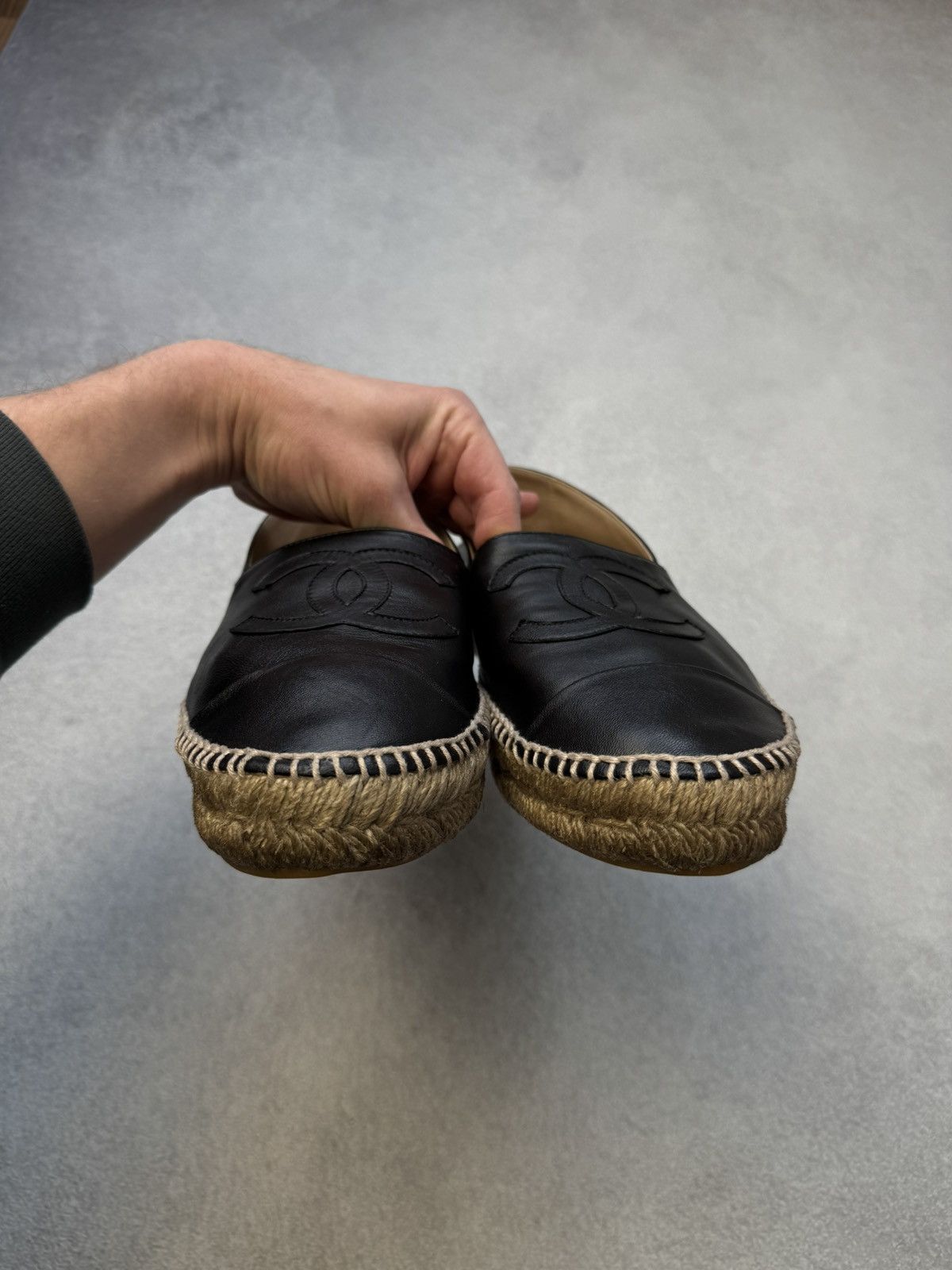 Chanel Vintage Chanel Espadrilles Black Leather slip on 40size Size US 8.5 / IT 38.5 - 11 Thumbnail