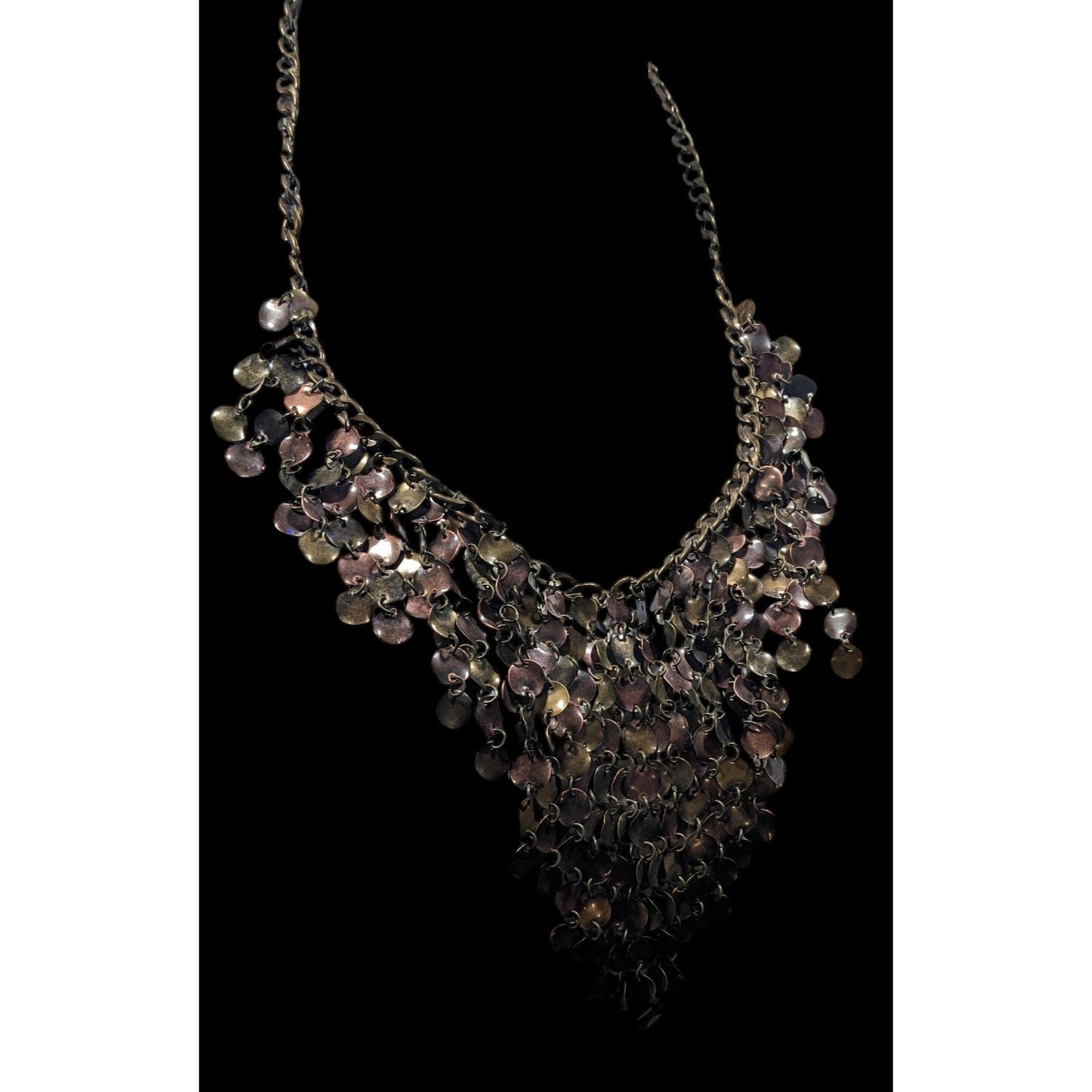 Other Plunder Jewelry Bronze Tone Disc Fringe Bib Necklace Size ONE SIZE - 3 Thumbnail