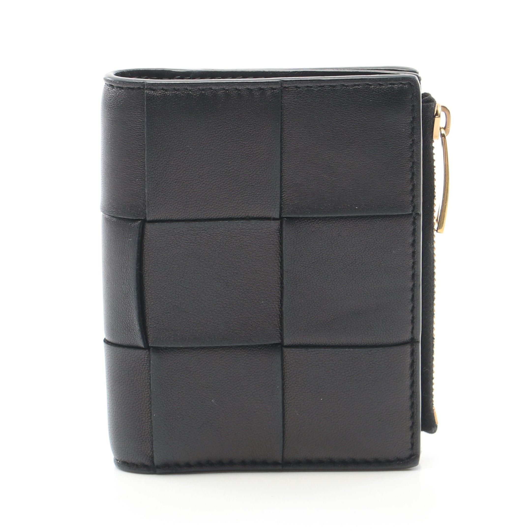 image of Bottega Veneta Maxi Intrecciato Bi-Fold Wallet Leather Black, Women's