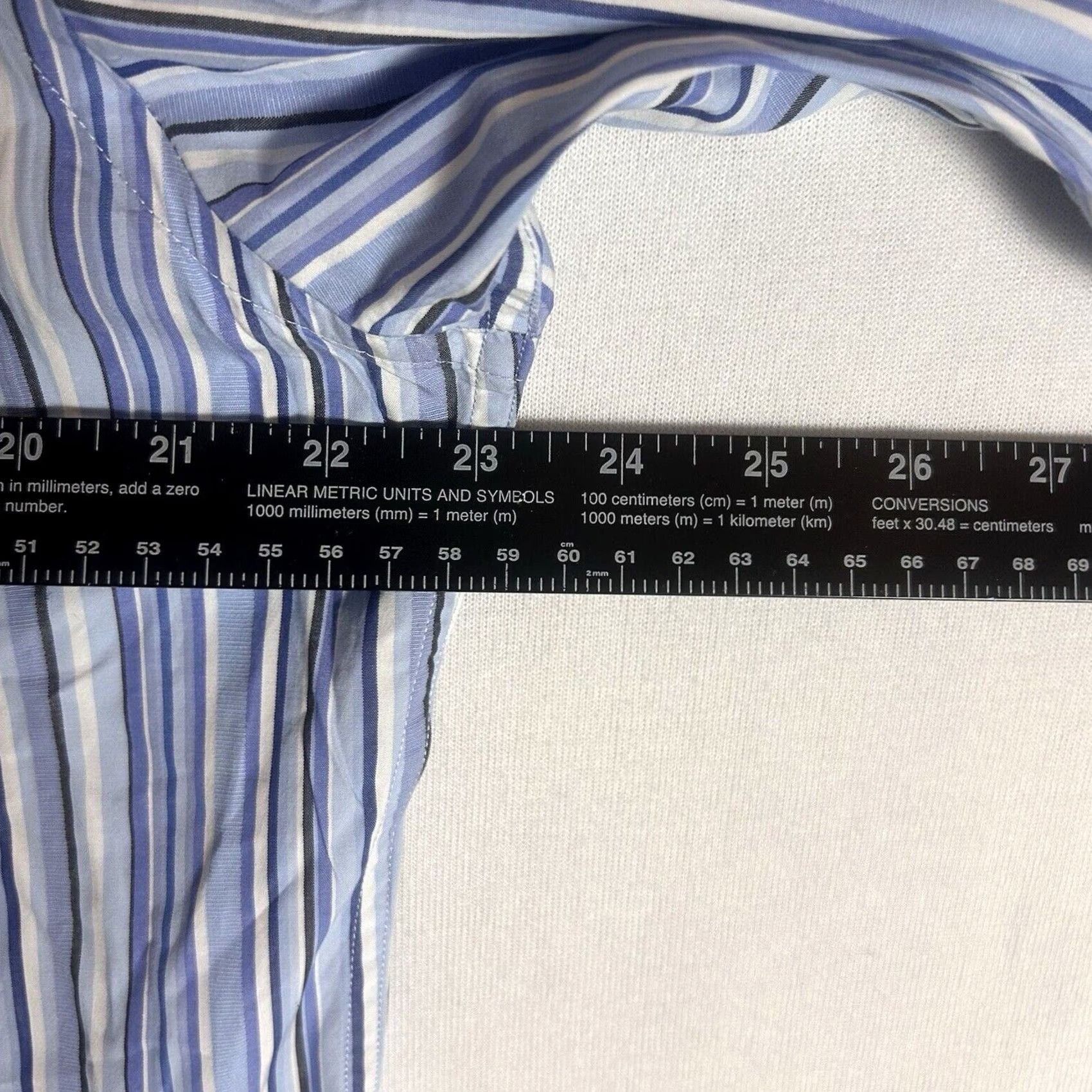 Banana Republic Banana Republic Dress Shirt Men's Medium 15-15.5 Blue Striped Long Sleeve Button Size 40R - 7 Thumbnail