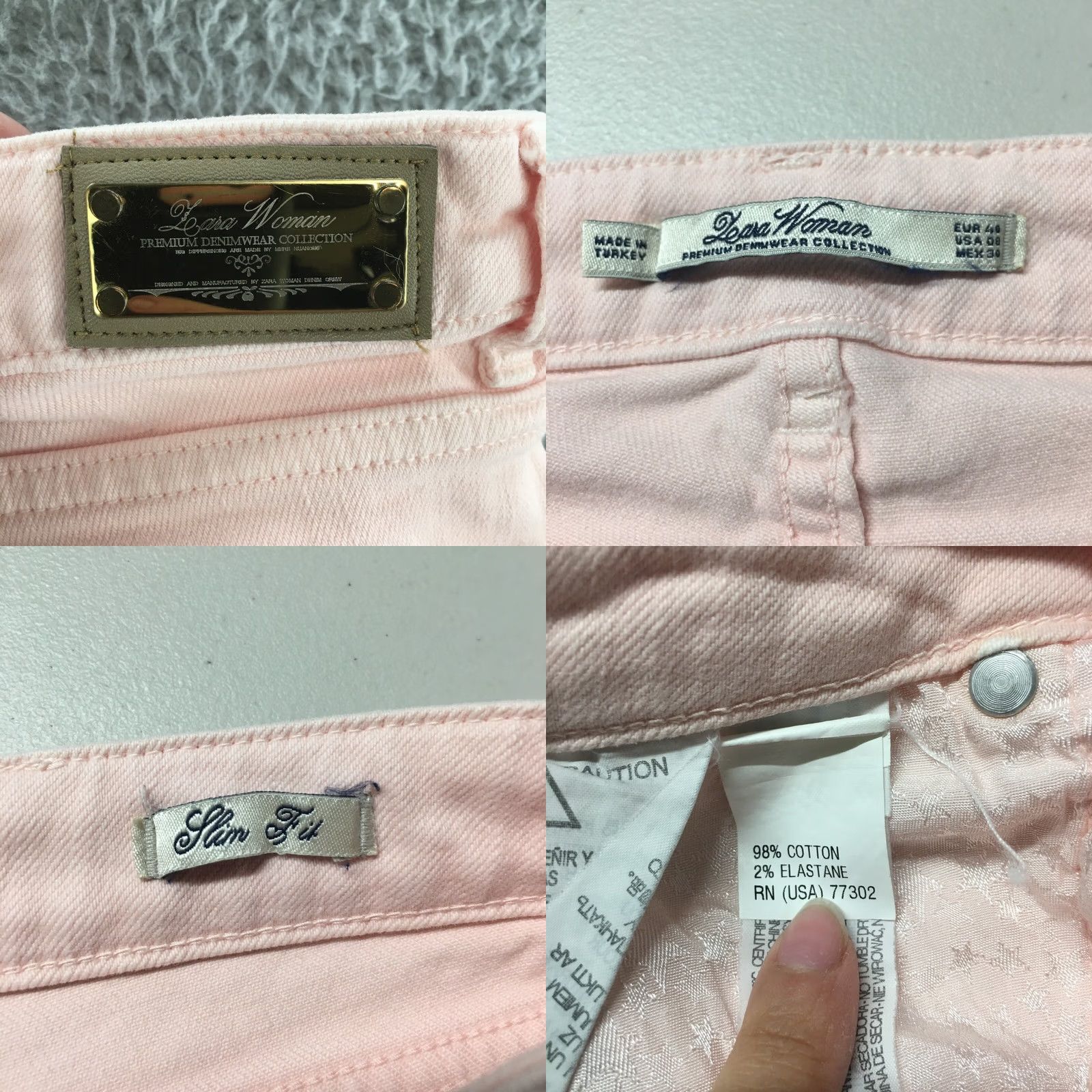 Pinko Leara Woman Slim Fit Skinny Pants Womens 8 Pink Low Rise Button Zip Fly Casual Pants Size 30" / US 8 / IT 44 - 9 Thumbnail
