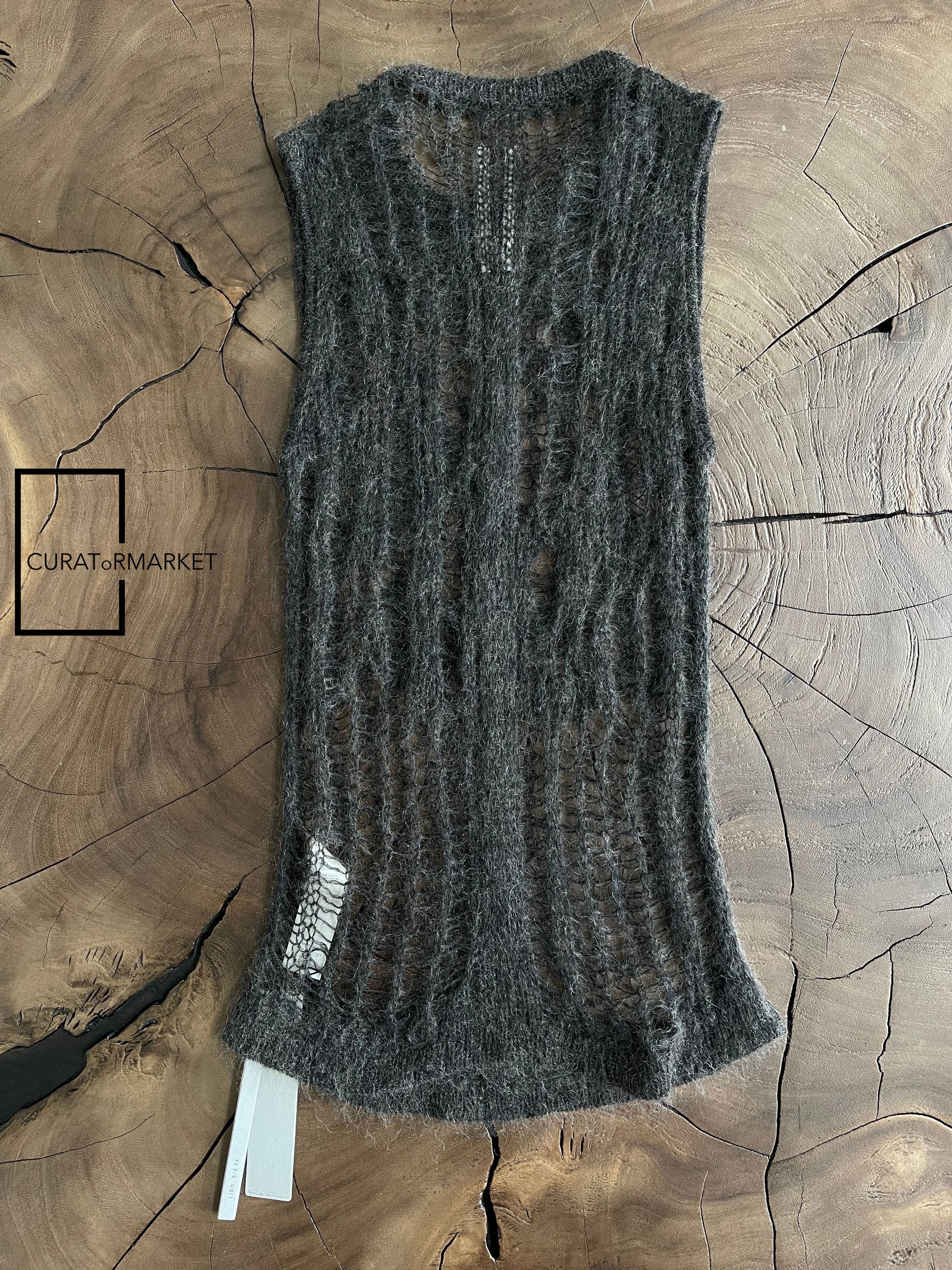 Rick Owens Wool Blend Dark Dust Hand Knit Spider Tank Top SS24 Lido Size US M / EU 48-50 / 2 - 3 Thumbnail
