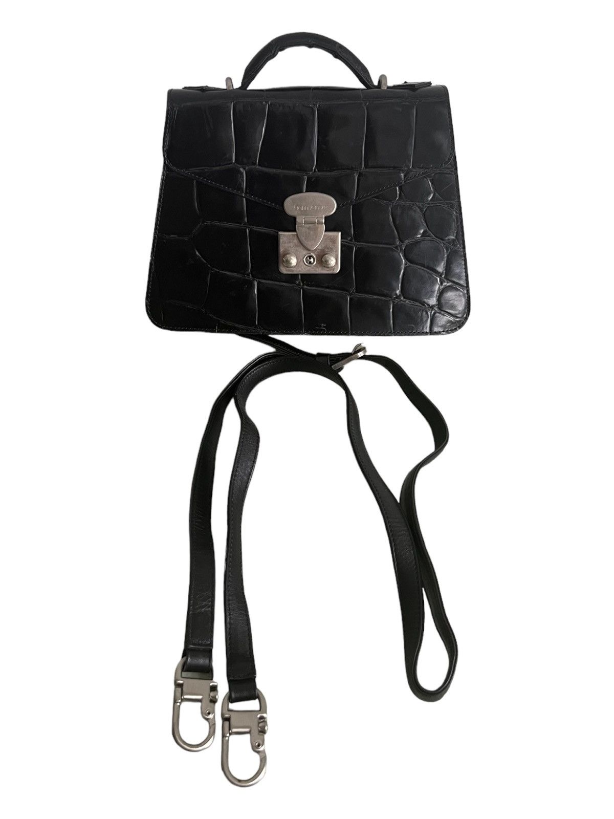 Genuine Leather × Versace 1980s Gianni Versace Croc Embossed Mayfair Top Handle Bag Size ONE SIZE - 6 Thumbnail