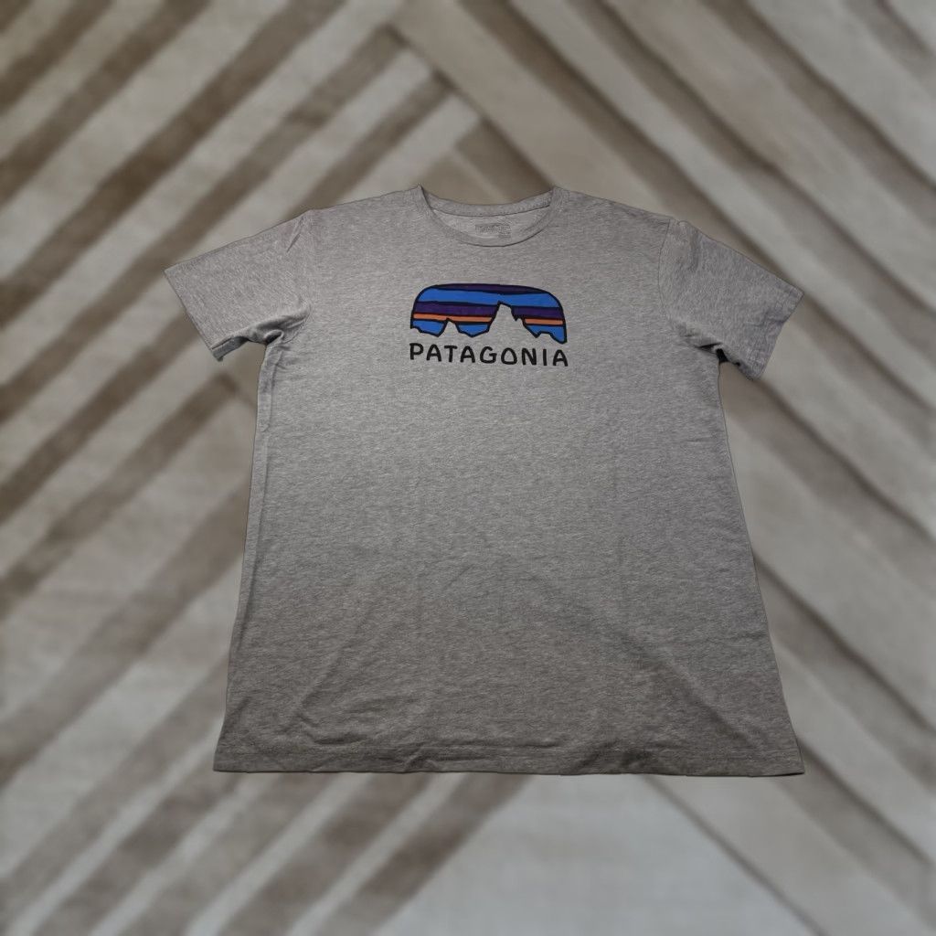 Patagonia Patagonia T-Shirt Slim Fit L Gray USA Cotton Short Sleeve Mens Mountain Fitz Roy Size US L / EU 52-54 / 3 - 1 Thumbnail