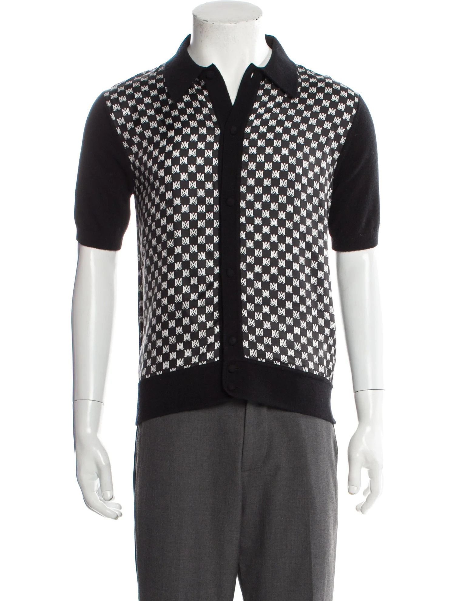 o1s1wg110525 Monogram Pattern Wool Shirt in Black/White