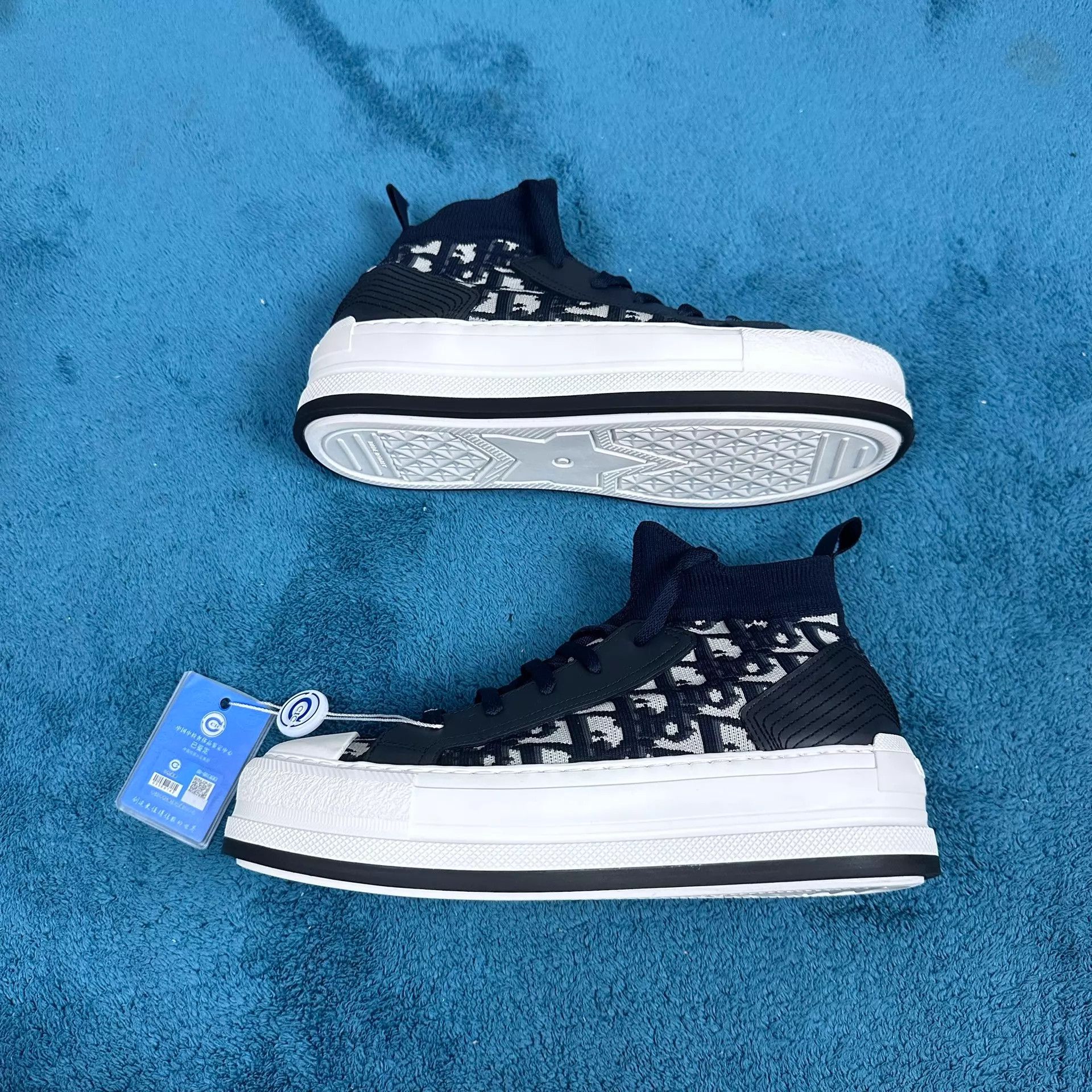Dior Dior Oblique HiTop Platform Canvas Sneaker Blue 37 Size US 6.5 / IT 36.5 - 2 Thumbnail