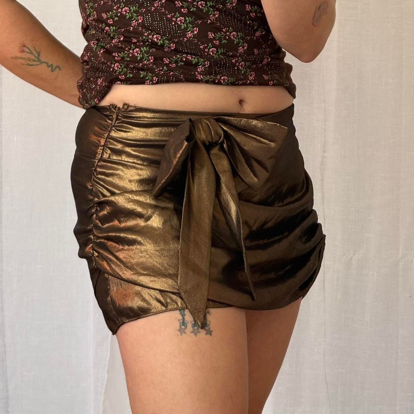 For Love & Lemons metallic brown mini skirt ✦ for love & lemons Size 30" / US 8 / IT 44 - 2 Thumbnail