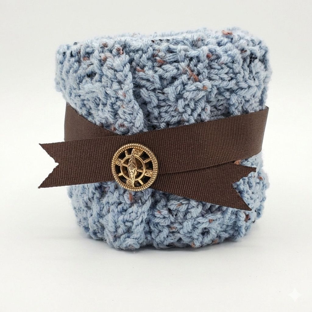 Handmade Handmade 72"x4" Knit Blue Scarf Waffle Stitch Crochet Purl Size ONE SIZE - 8 Thumbnail