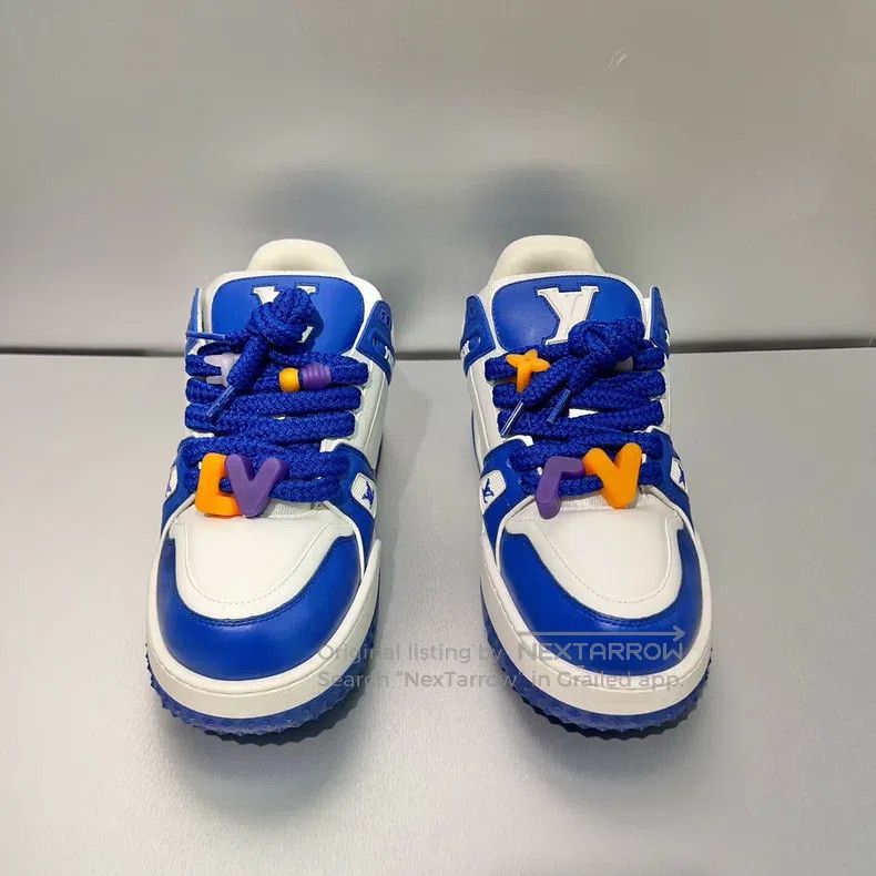Louis Vuitton Louis Vuitton Trainer Maxi Fat Ding White Blue shoes Size US 10 / EU 43 - 2 Thumbnail