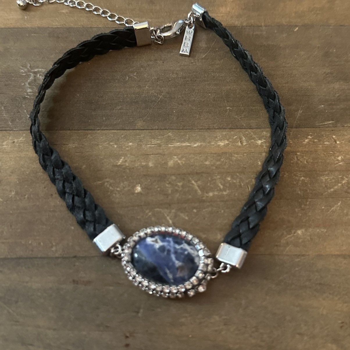 White House Black Market WHBM blue lapis rhinestone accent braided collar choker Size ONE SIZE - 2 Thumbnail