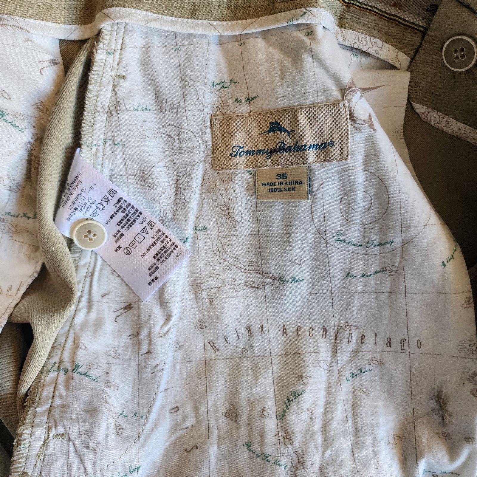 Tommy Bahama NWT Tommy Bahama Silk Khaki Shorts Size 35, Size US 35 - 7 Thumbnail