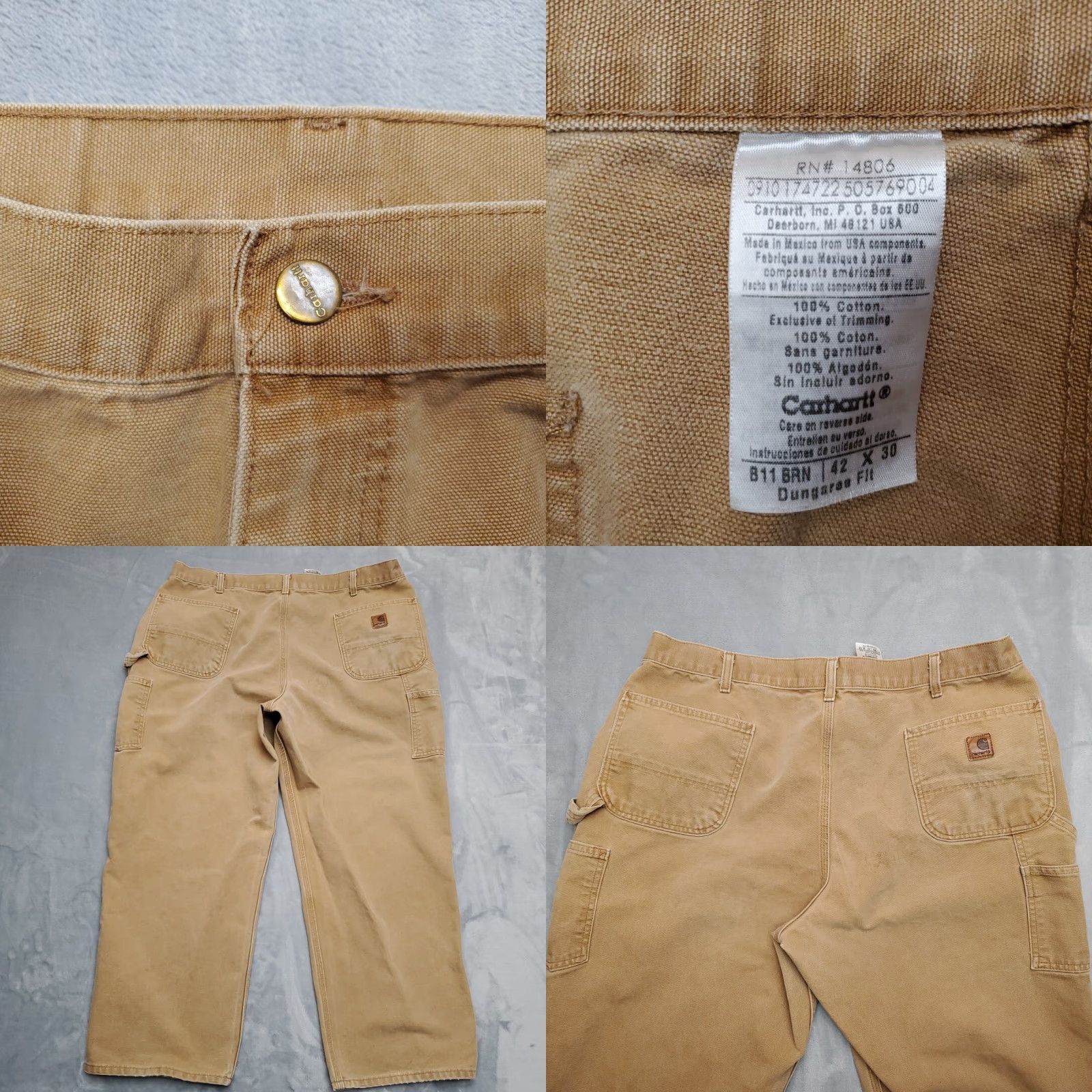 Carhartt VINTAGE Carhartt Pants Men 42x30 Faded Brown Canvas Carpenter Cargo B11 Workwear Size US 42 / EU 58 - 8 Thumbnail
