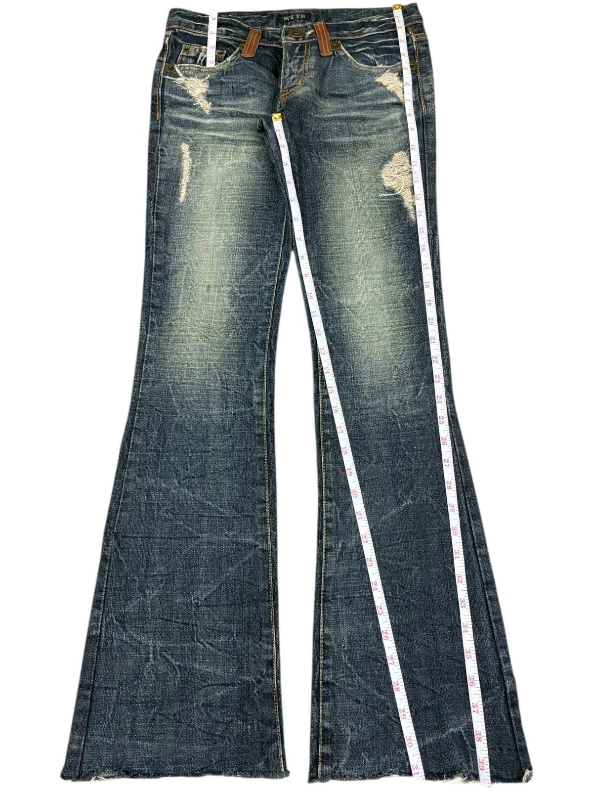 Hysteric Glamour Vintage Japanese Brand Rusty Distress Low Rise Flare Jeans Size 29" - 6 Thumbnail