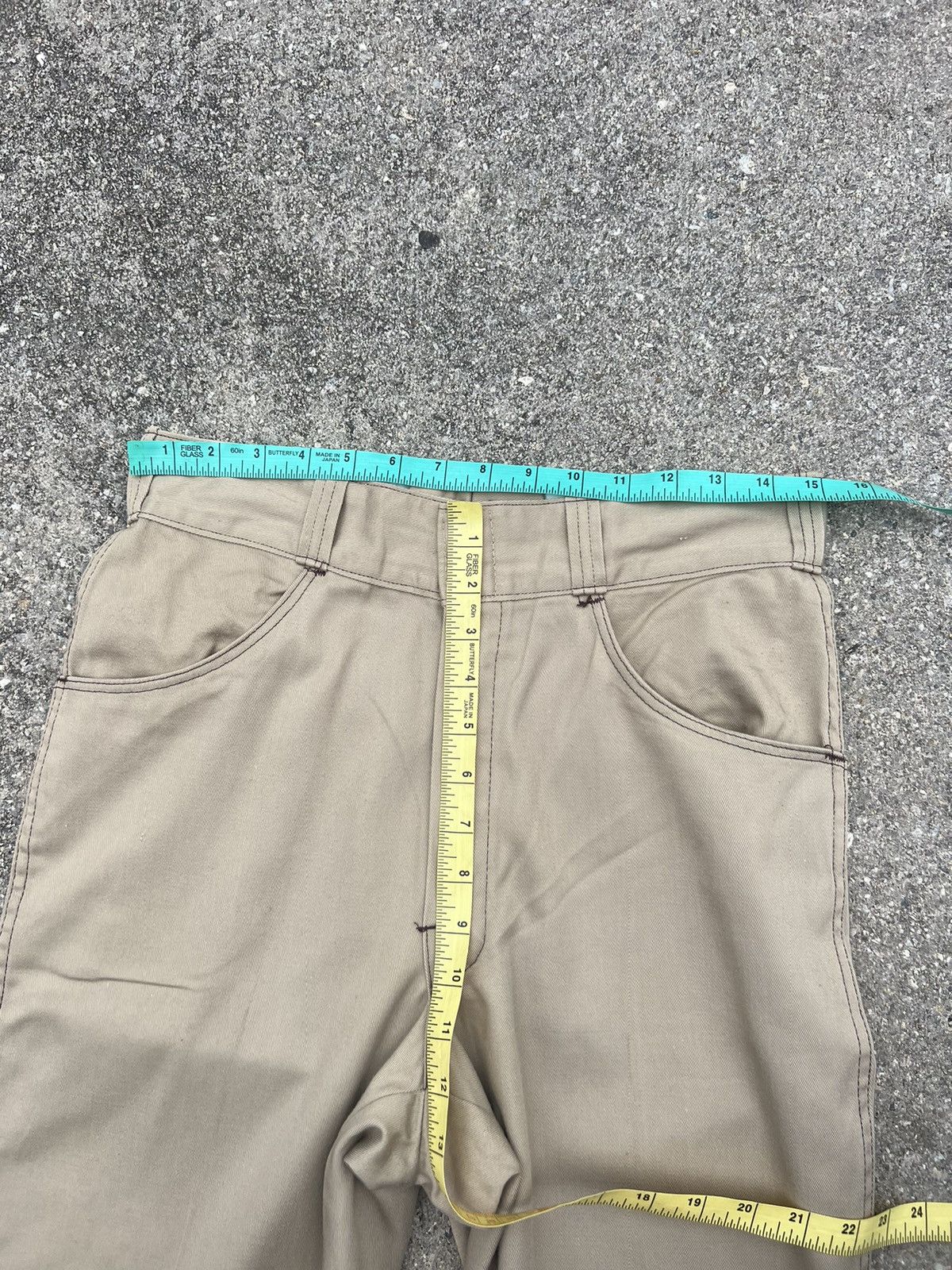 Dickies Vintage 70s TALON Zipper Dickies Flare Khaki Trouser Pant Size US 30 / EU 46 - 3 Thumbnail
